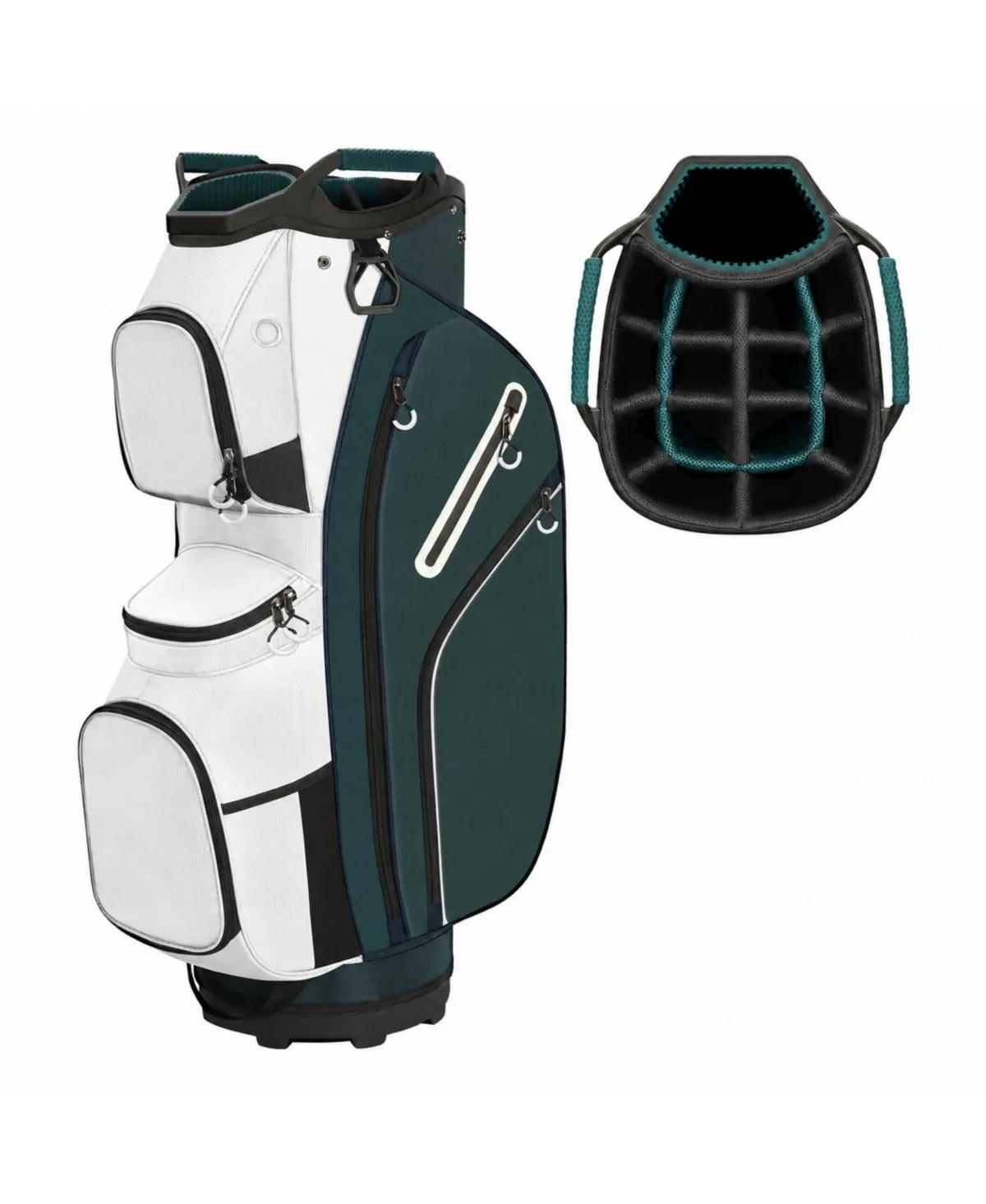 15 Way Divider Golf Cart Bag with Multiple Pockets and Rain Cover by Furlihong
