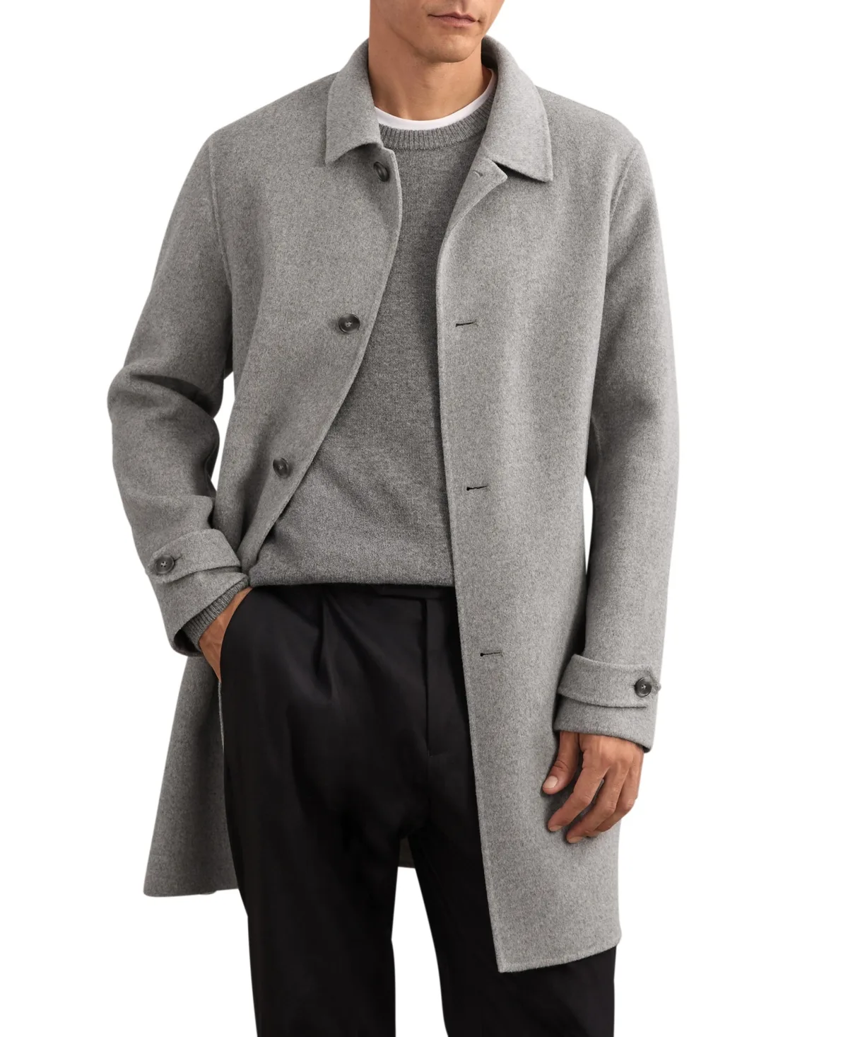 Squire Single-Breasted Wool-Blend Notch Lapels Overcoat by Reiss