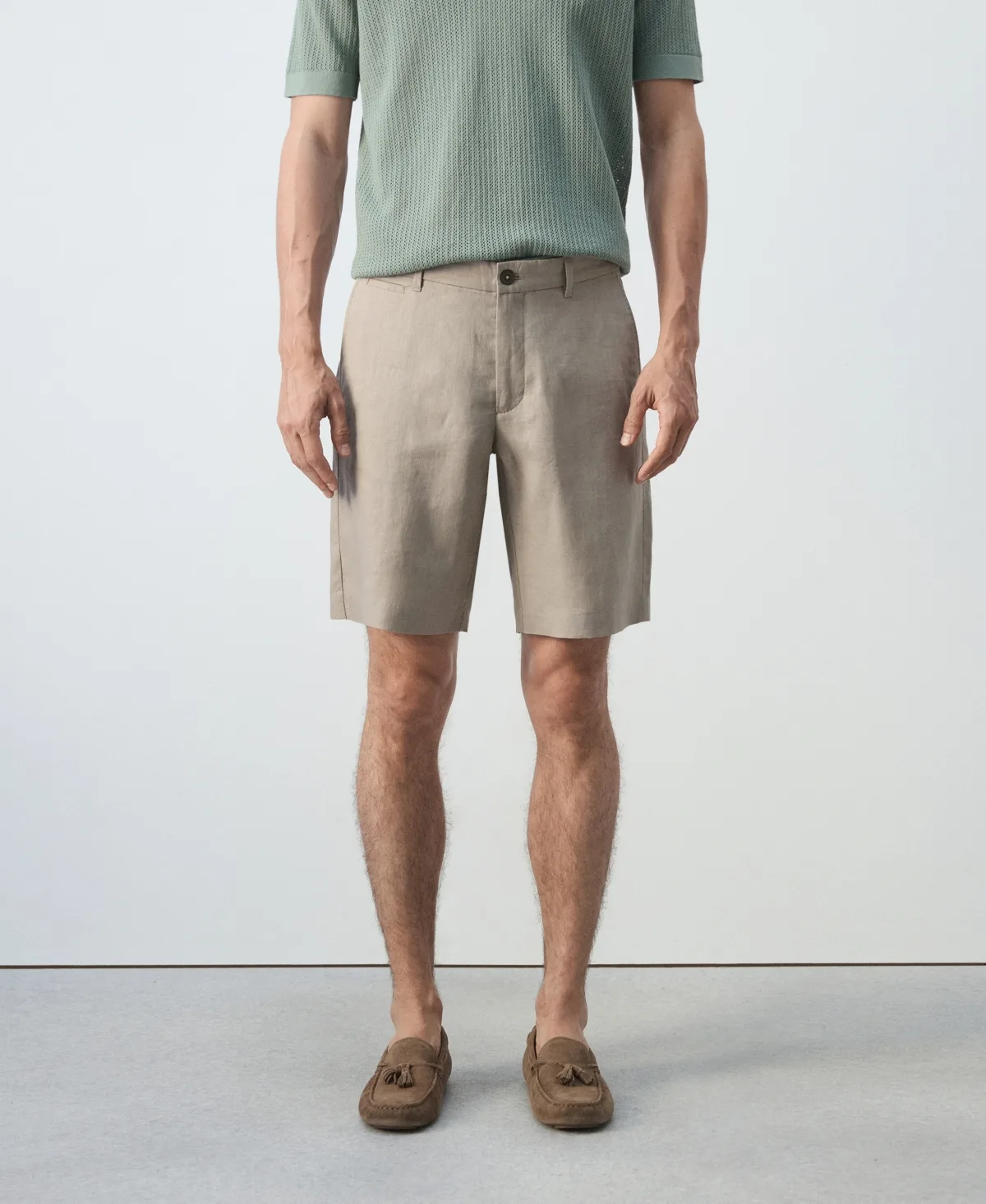 Slim-Fit Linen 9.84 Bermuda Shorts by Mango