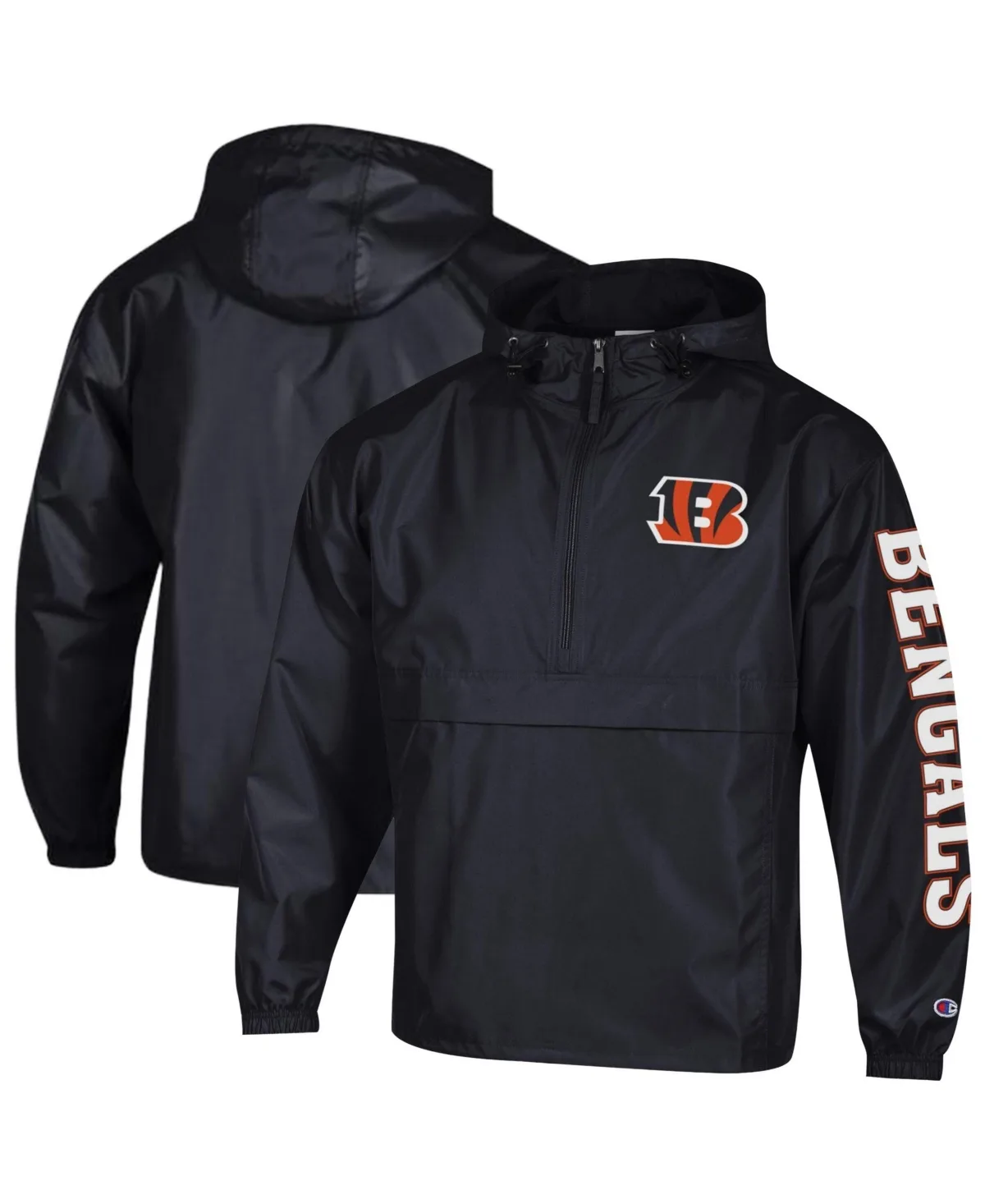 Cincinnati Bengals Packable Hooded Windbreaker Half-Zip Jacket by Champion