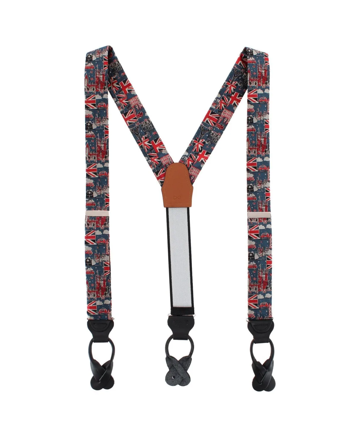 Kensington Classic Silk Y-Back Leather Button End Suspenders by Trafalgar