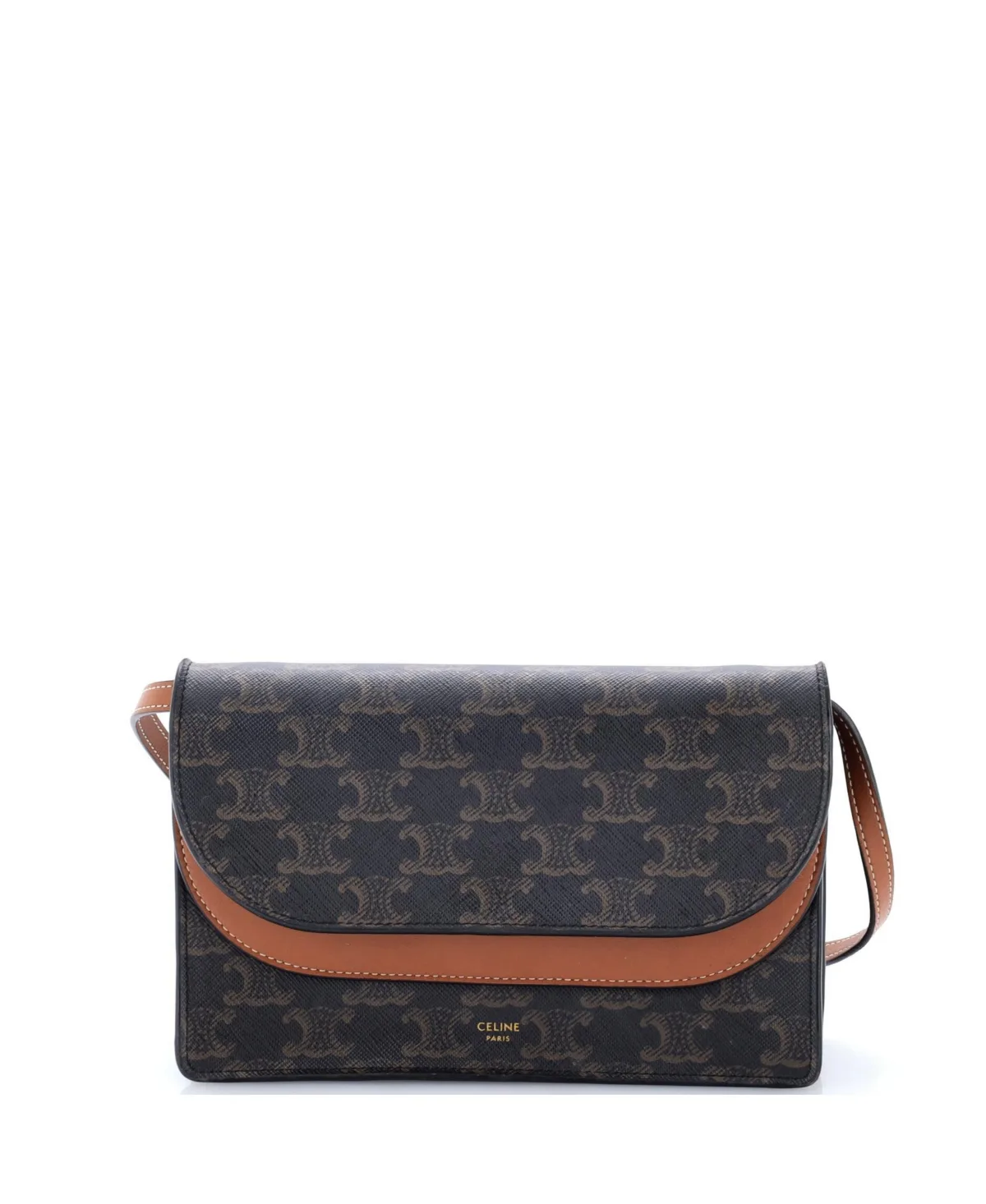 Pre-Owned Wallet on Strap Triomphe Coated Canvas by Celine