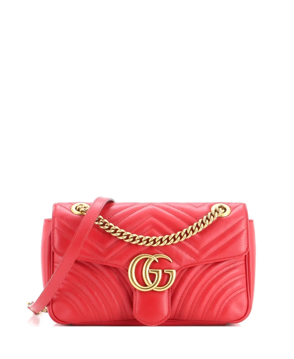 Pre-Owned Gg Marmont Matelasse Leather Small Flap Bag