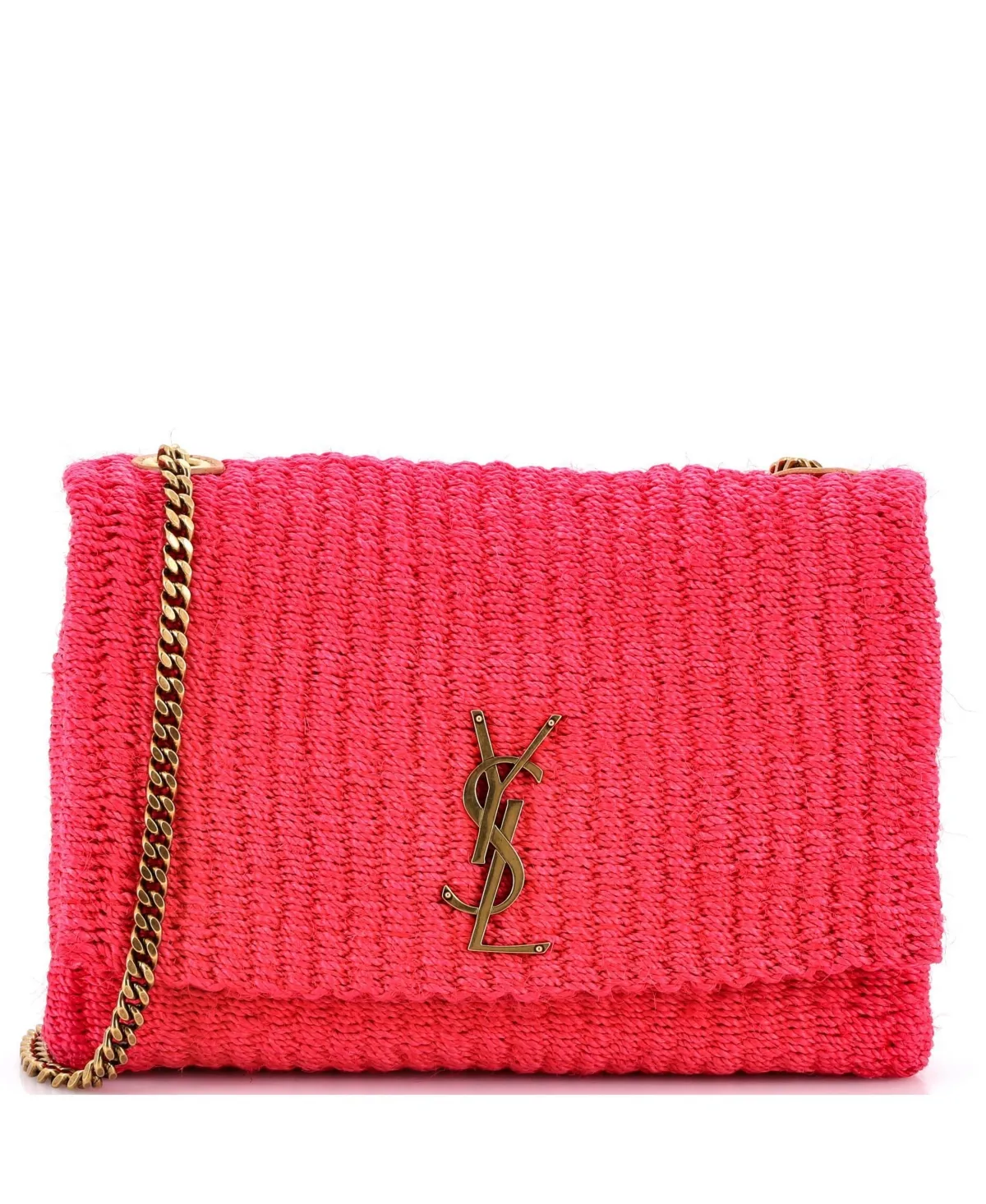Pre-Owned Classic Monogram Crossbody Bag Raffia by Saint Laurent