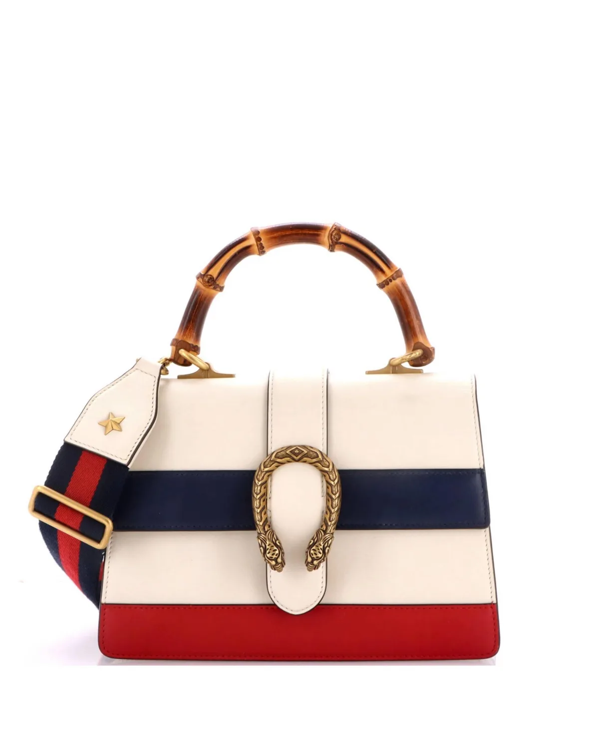 Pre-Owned Gucci Medium Dionysus Bamboo Top Handle Bag Colorblock Leather