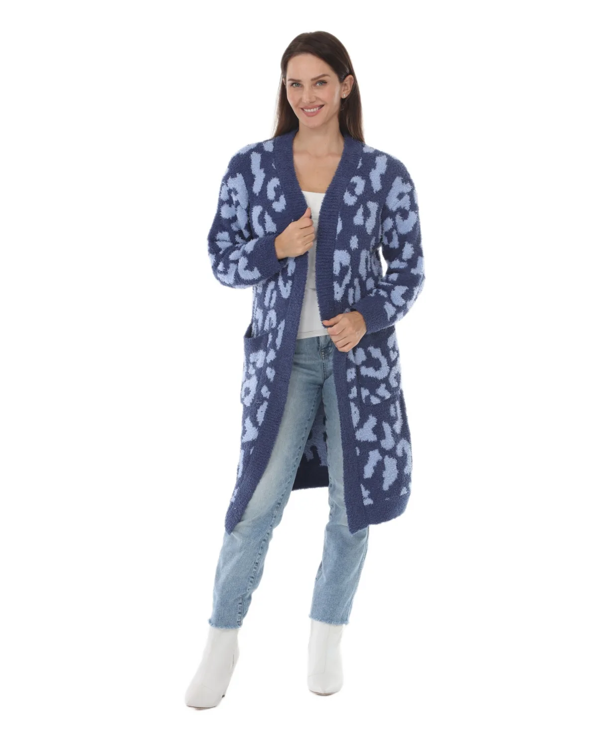 Leopard-Print Sherpa Open-Front Cardigan