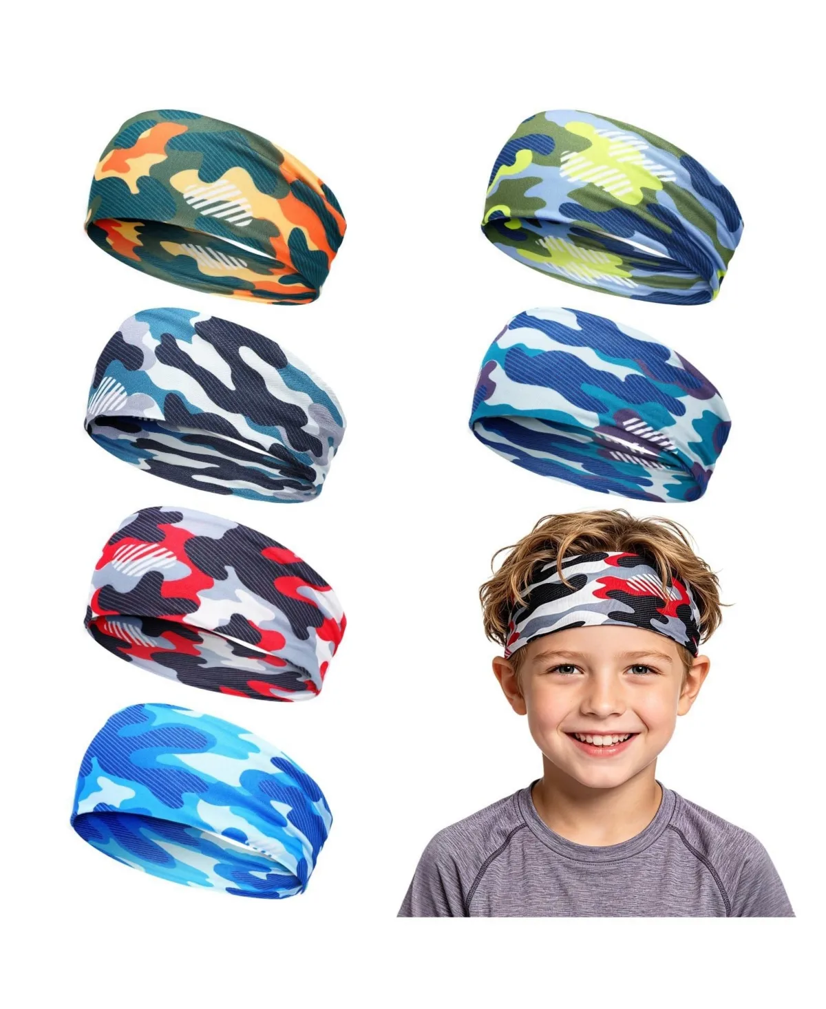 Sports Elastic Headbands, 6-Pack by Furlihong