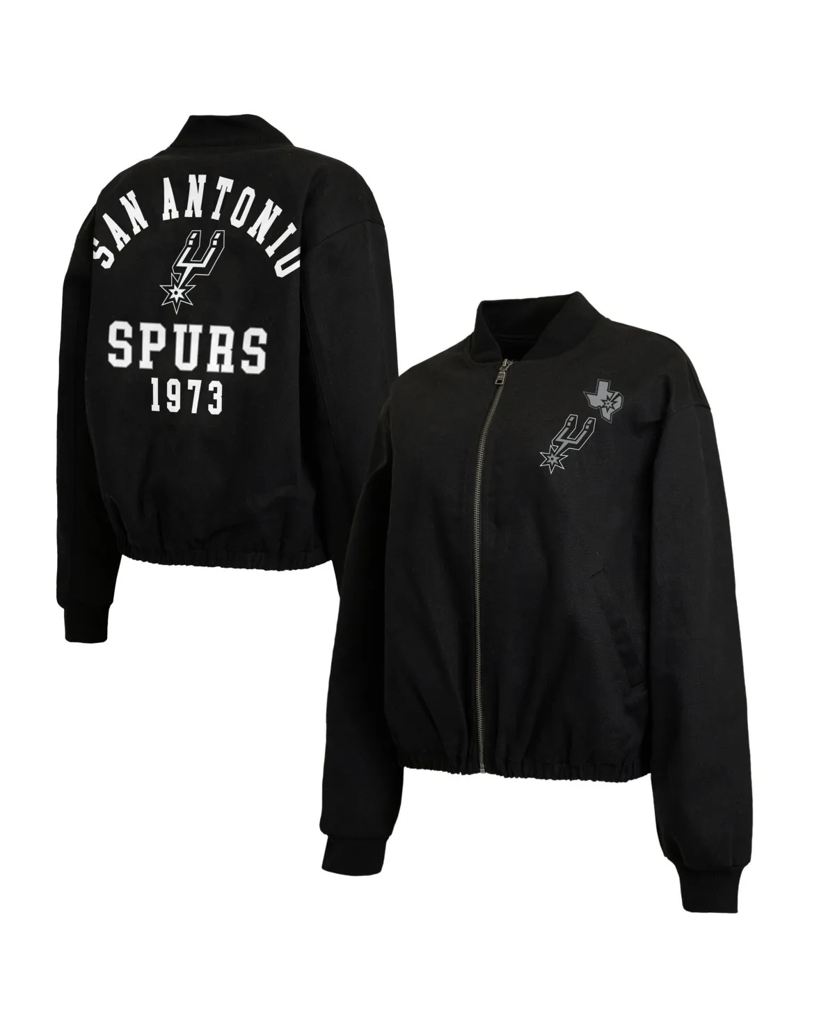 San Antonio Spurs Denim Full-Zip Bomber Jacket by Wear by Erin Andrews