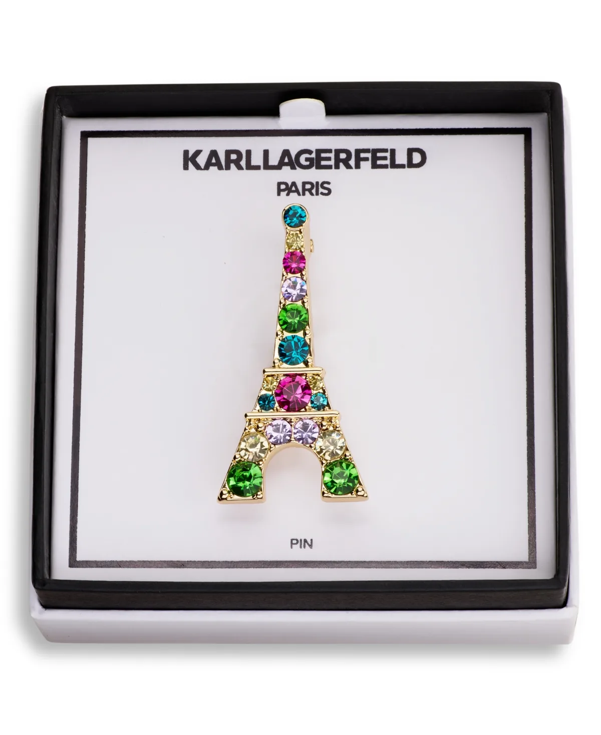 Crystal Gold-Tone Eiffel Tower Pin by Karl Lagerfeld