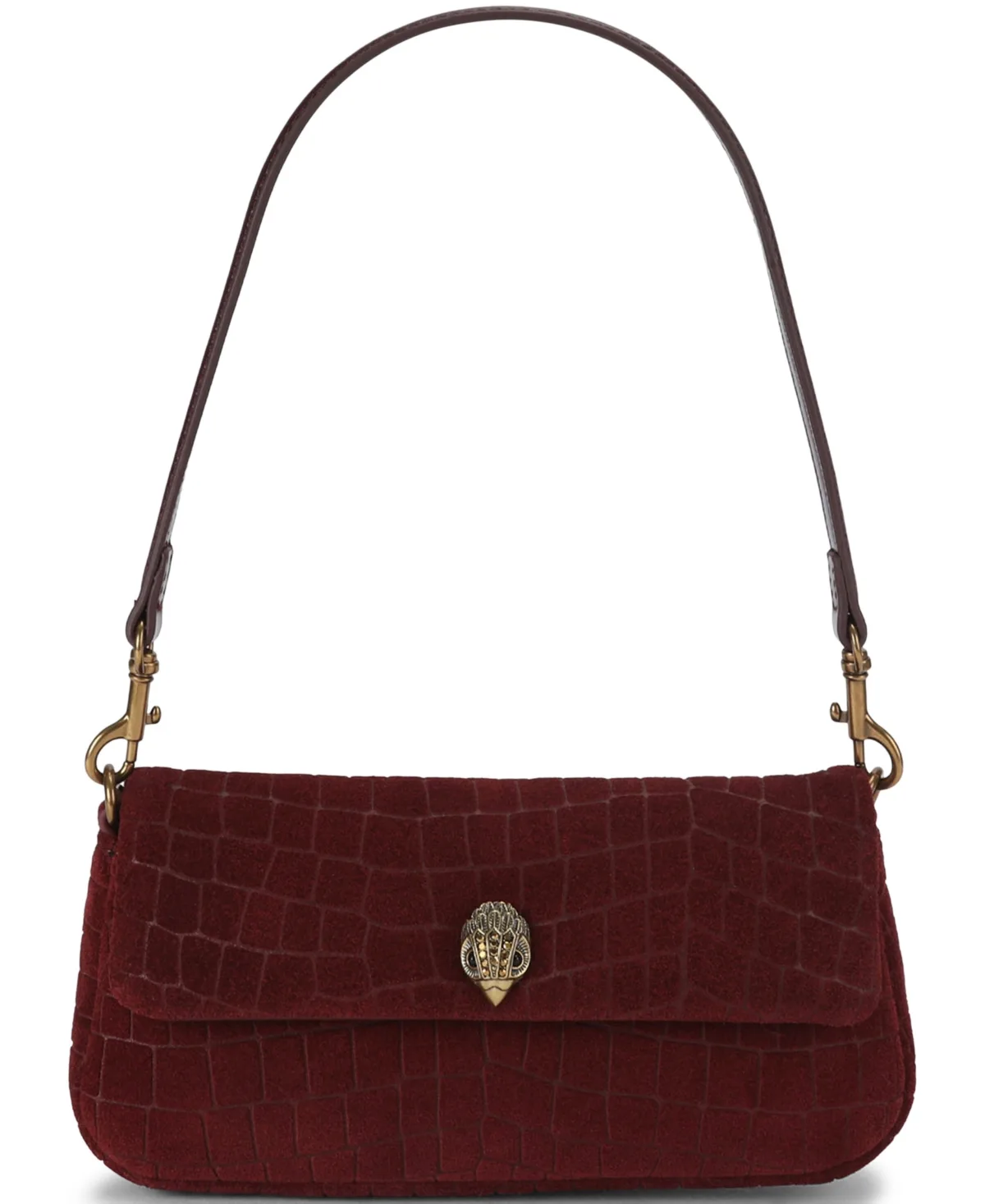 Small Pickle Embossed Suede Shoulder Handbag by Kurt Geiger