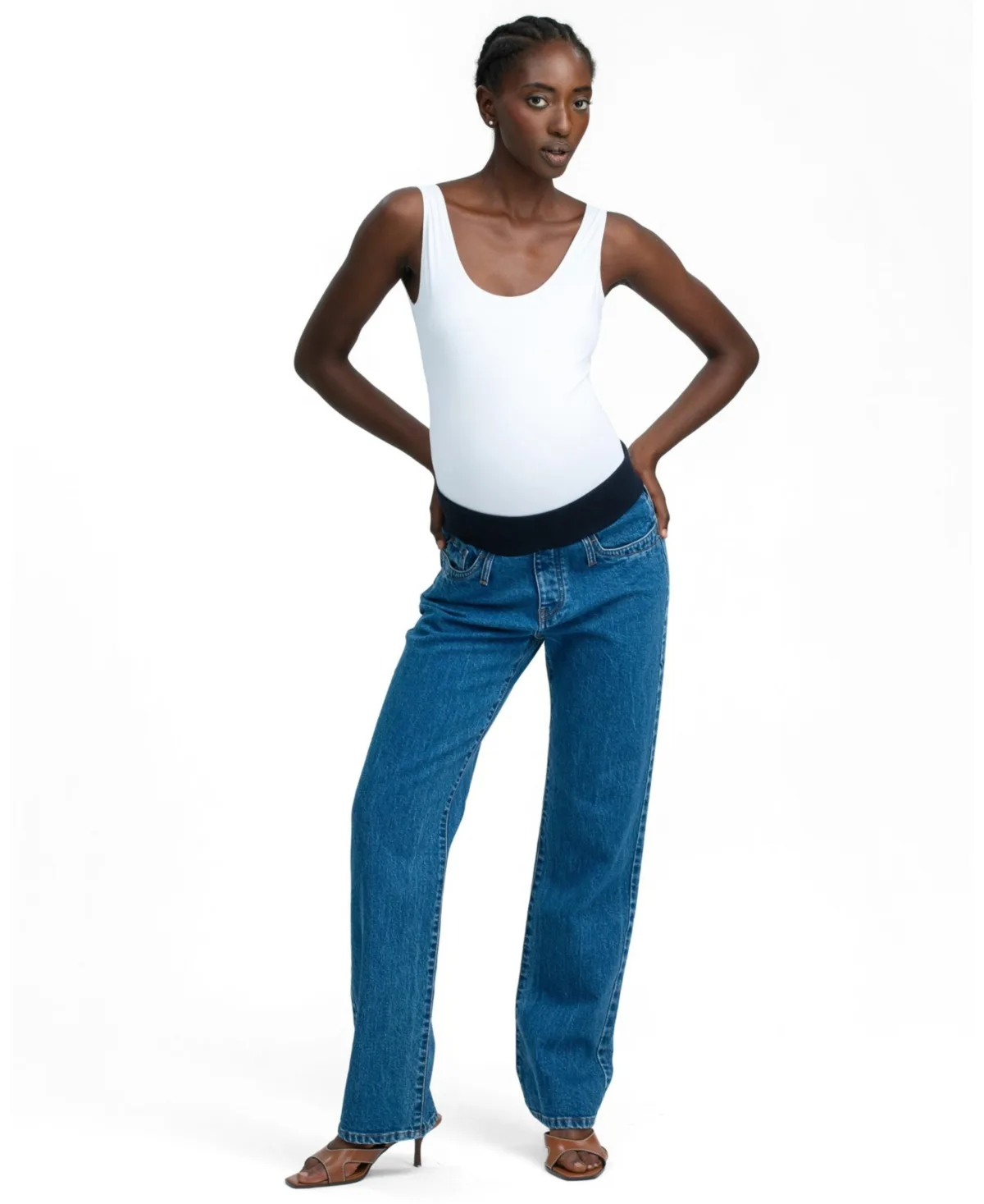 Regular Straight Maternity Jeans in Medium Wash