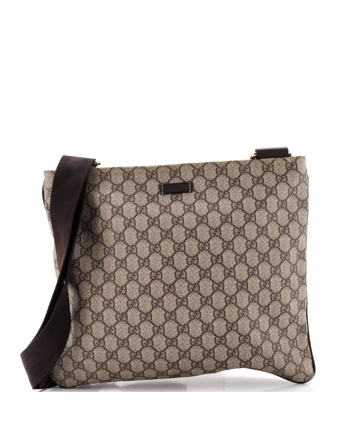 Pre-Owned Gucci Large Zip Top Messenger Bag Gg Coated Canvas by Gucci