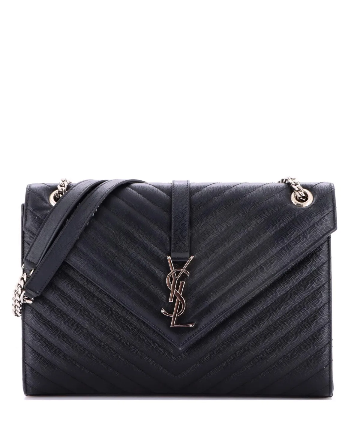 Pre-Owned Saint Laurent Large Classic Monogram Envelope Satchel Matelasse Chevron Leather by Saint Laurent