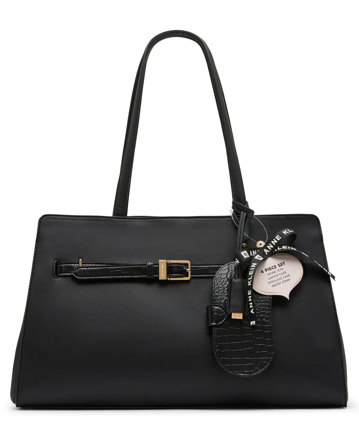 4-Piece Large Laptop Work Tote Handbag Set by Anne Klein
