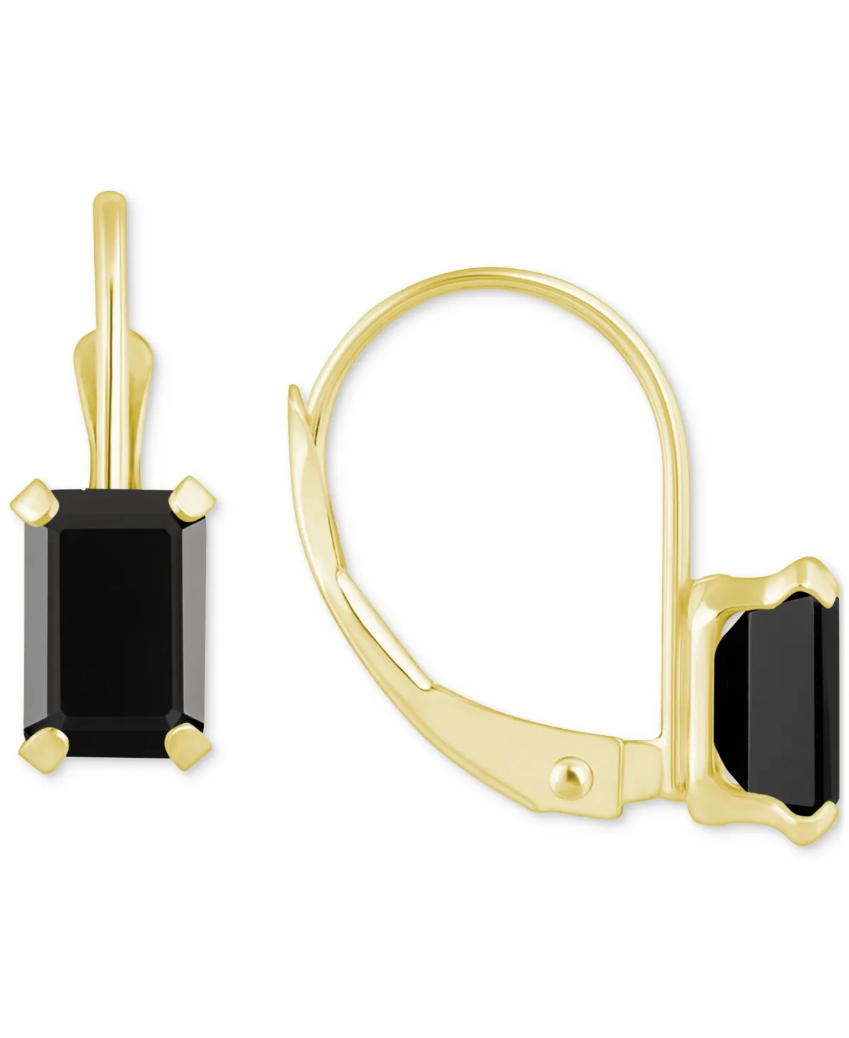 Onyx Emerald-Cut Solitaire Leverback Earrings in 10k Gold by Macy's