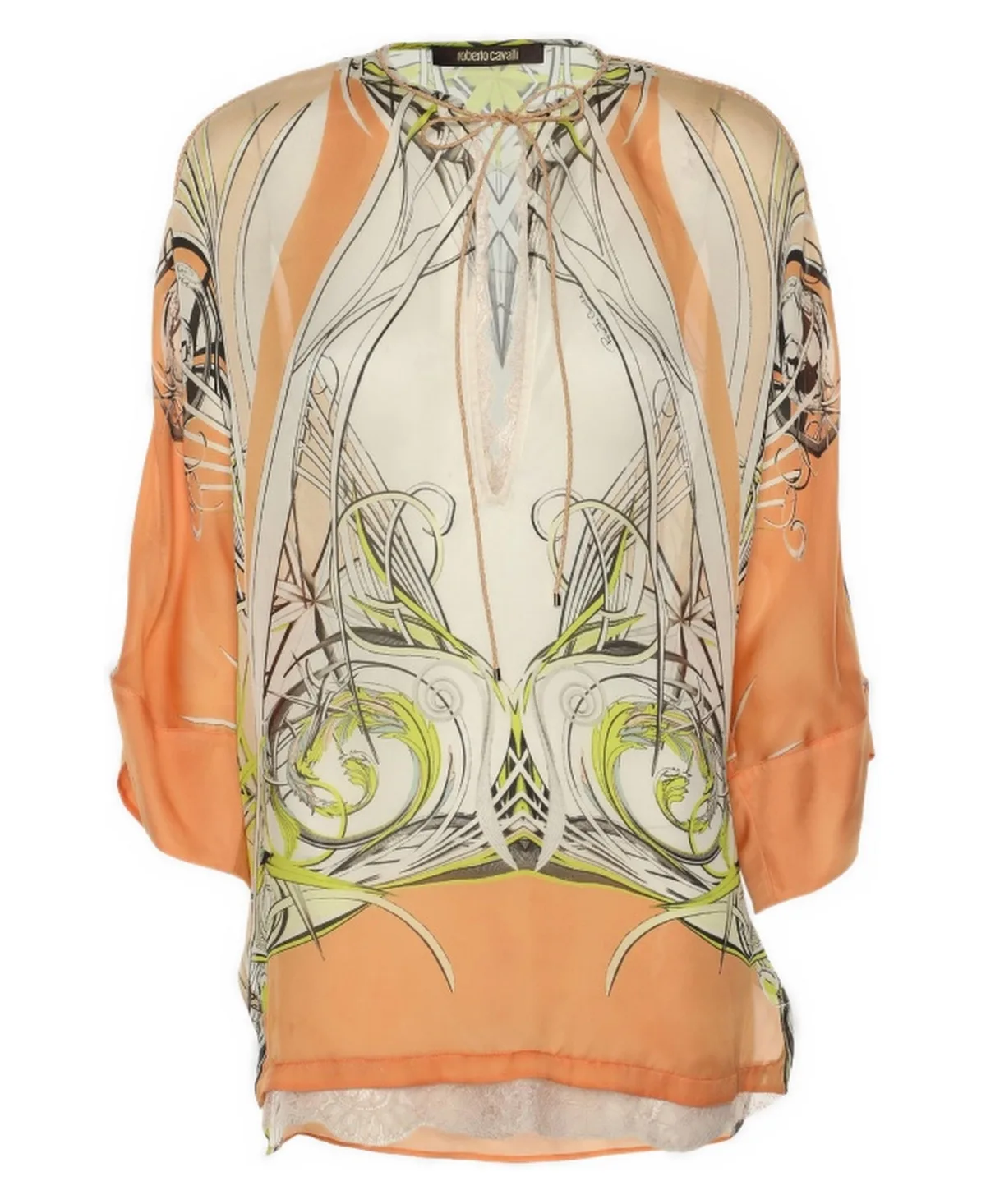 Pre-Owned Roberto Cavalli Multicolor Graphic Print Silk Tunic Top by Roberto Cavalli