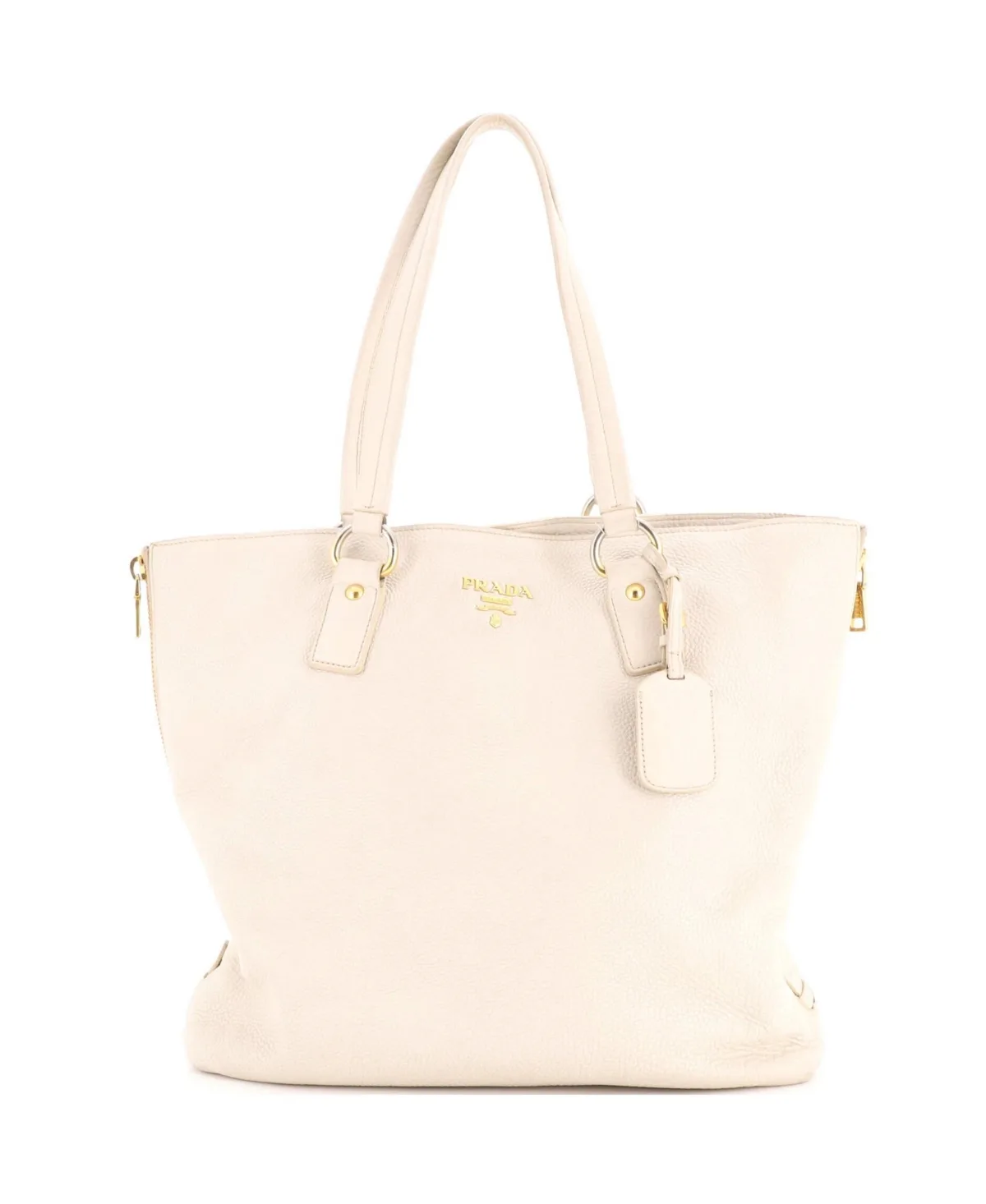 Pre-Owned Prada Large Side Zip Shopper Tote Vitello Daino by Prada