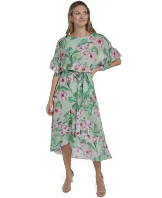 Ruffle Sleeve Printed Dress by Jessica Howard