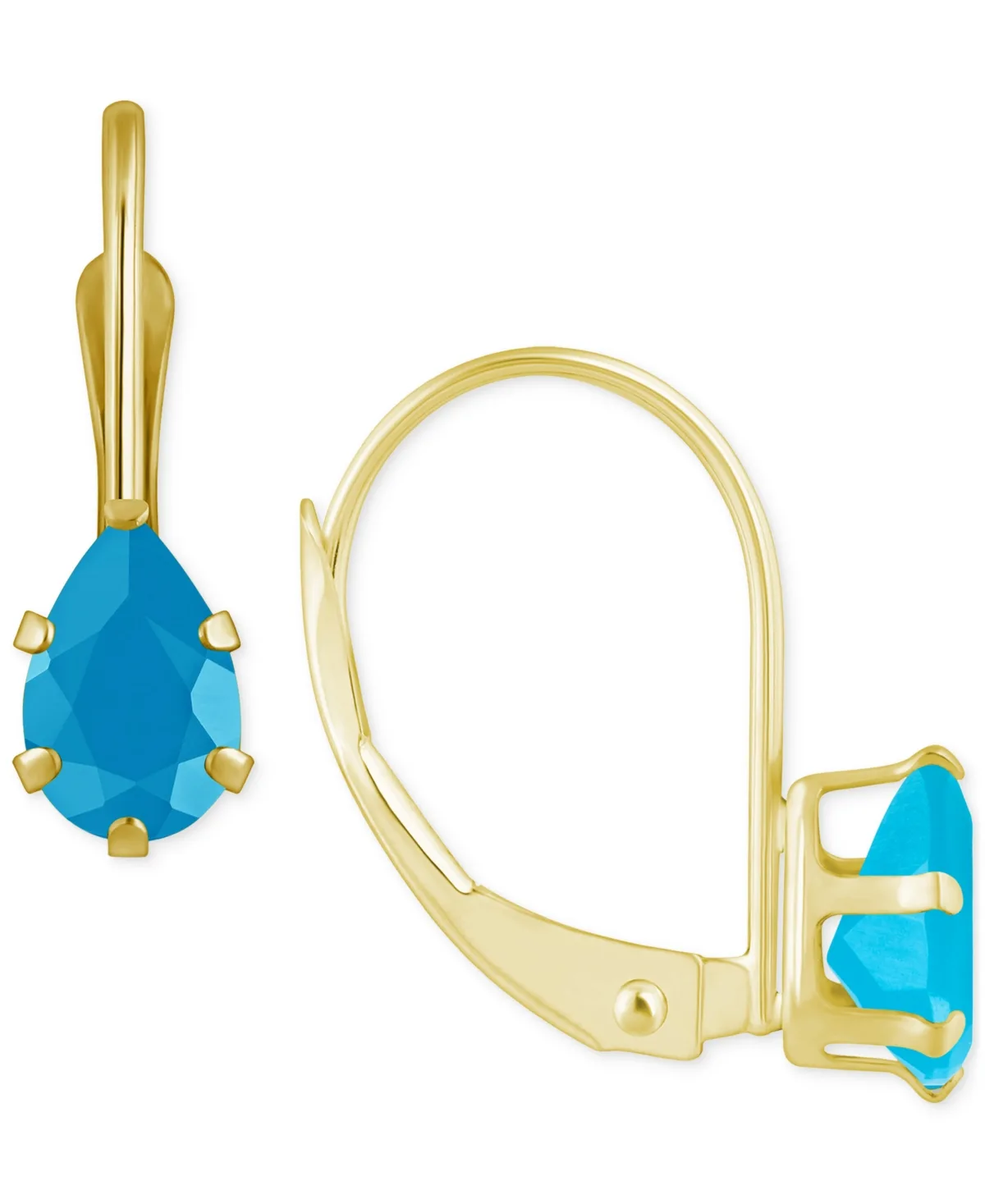 Turquoise Pear-Cut Solitaire Leverback Earrings in 10k Gold by Macy's