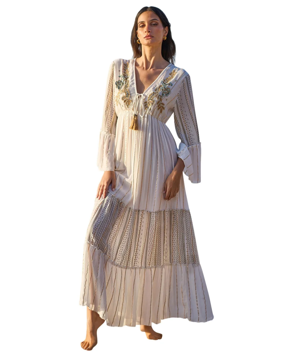 Metallic Embellished Maxi Dress