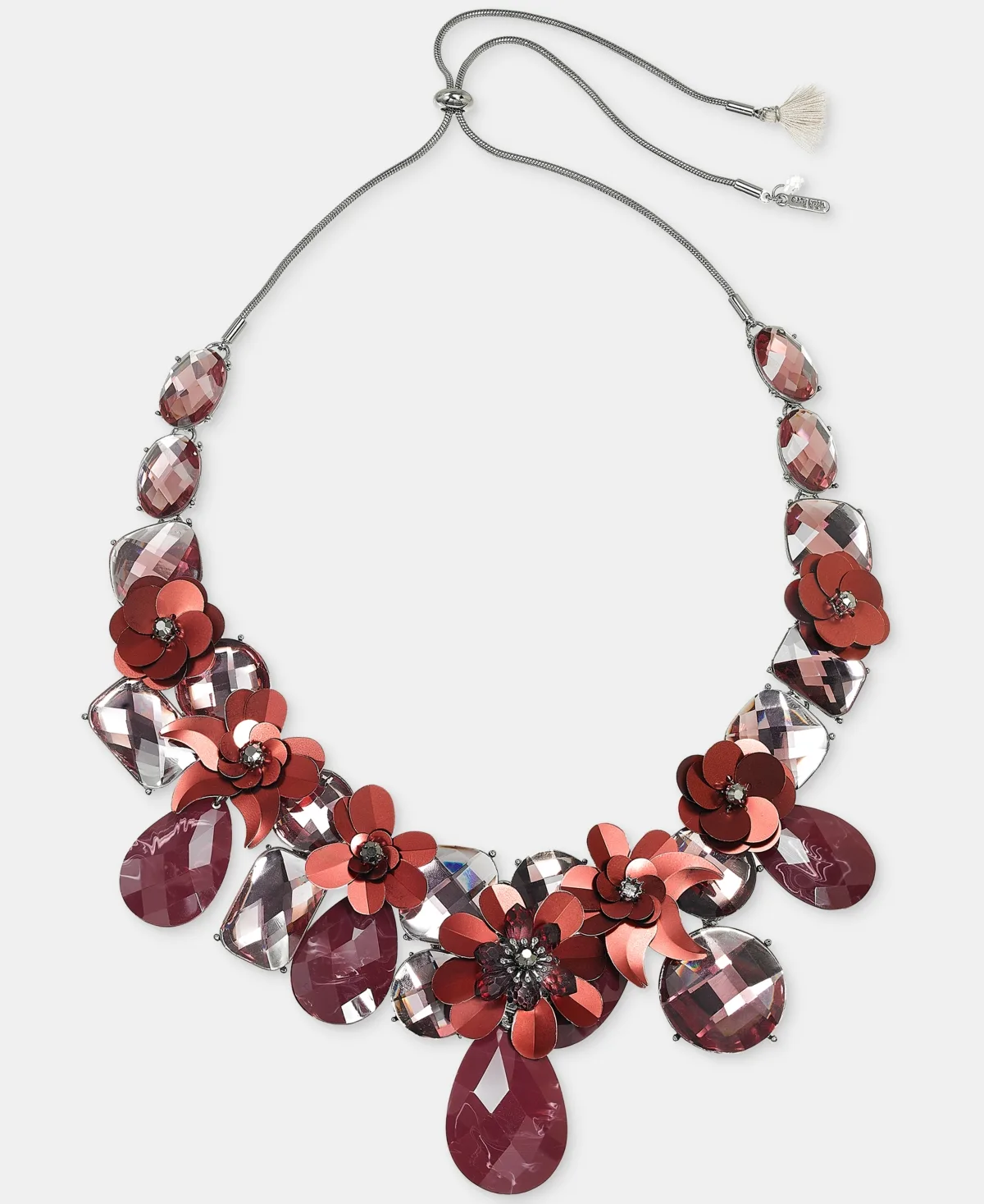 Glass Crystal Adjustable Floral Statement Necklace by Lonna & Lilly