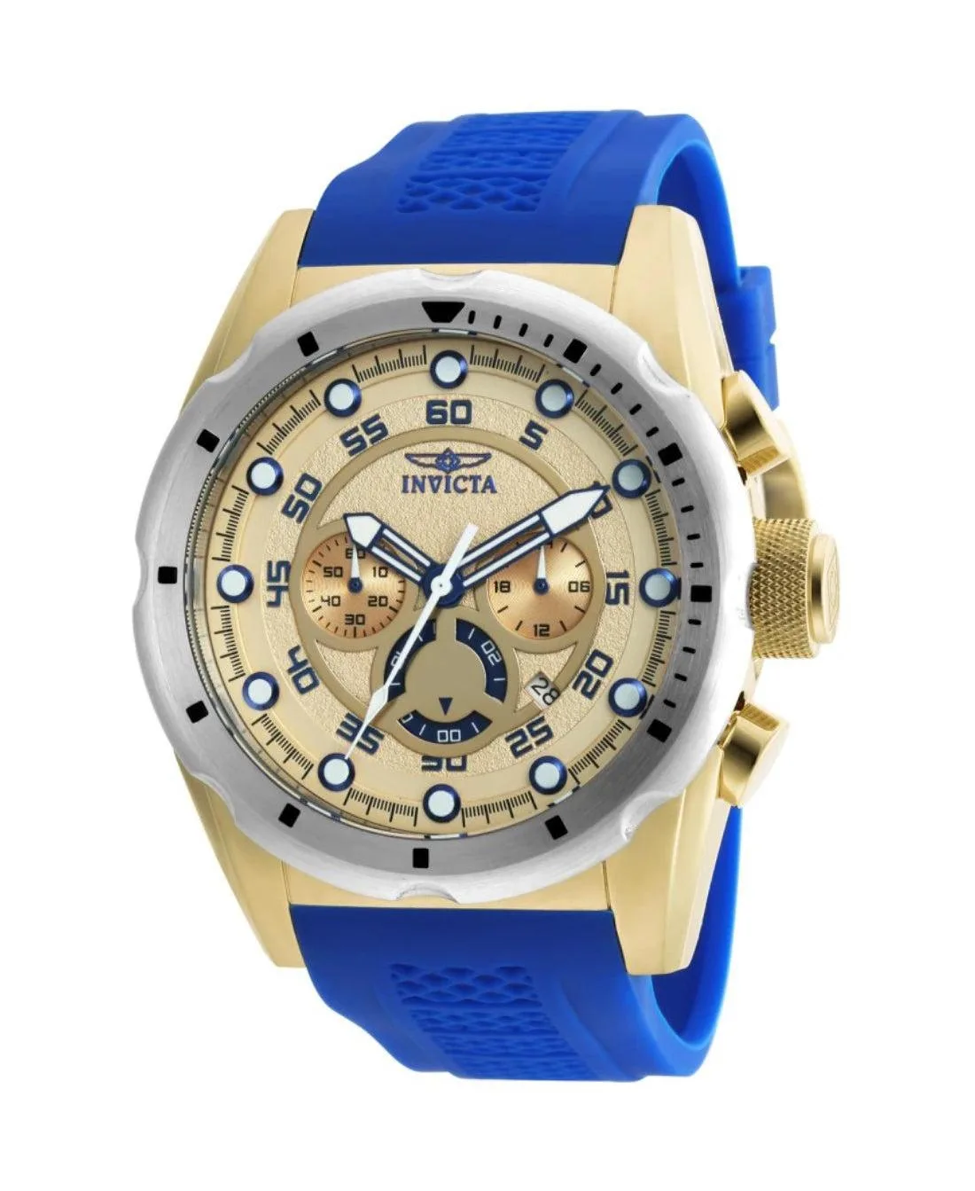 Speedway 20307 Quartz Chronograph Gold-Tone Dial Rubber Watch, 50mm by Invicta