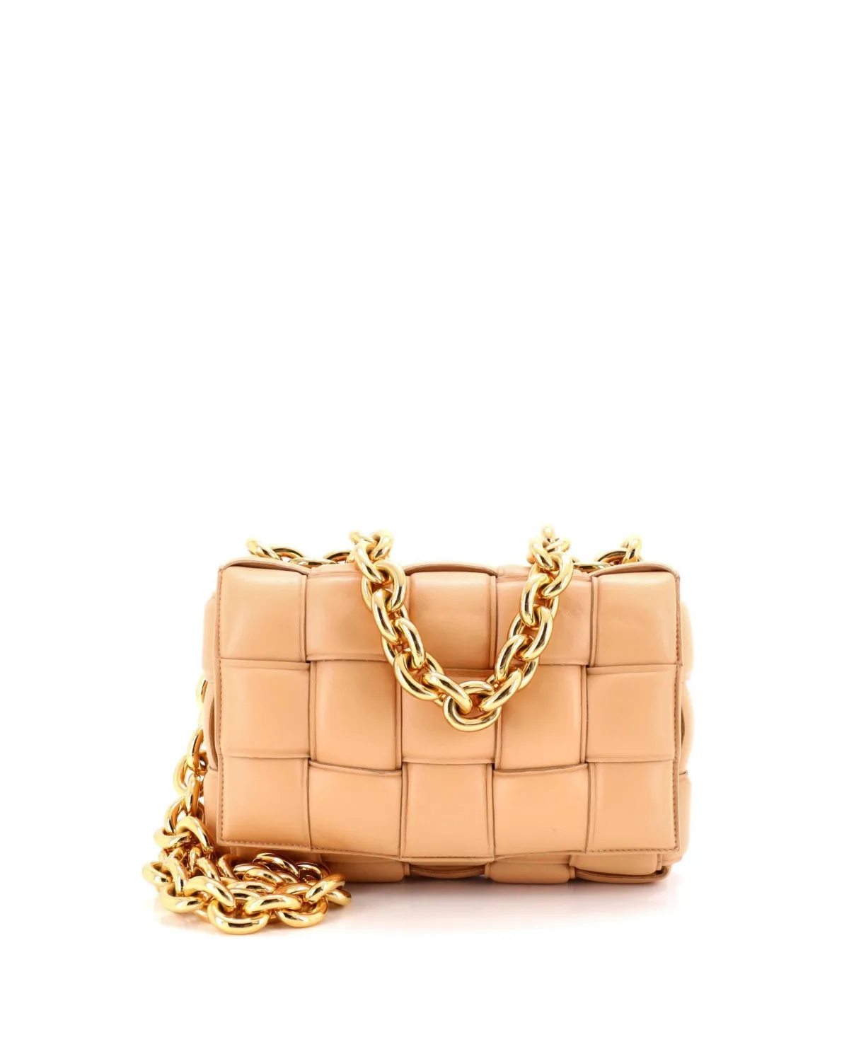 Pre-Owned Bottega Veneta Cassette Chain Crossbody Bag Padded Maxi Intrecciato Leather