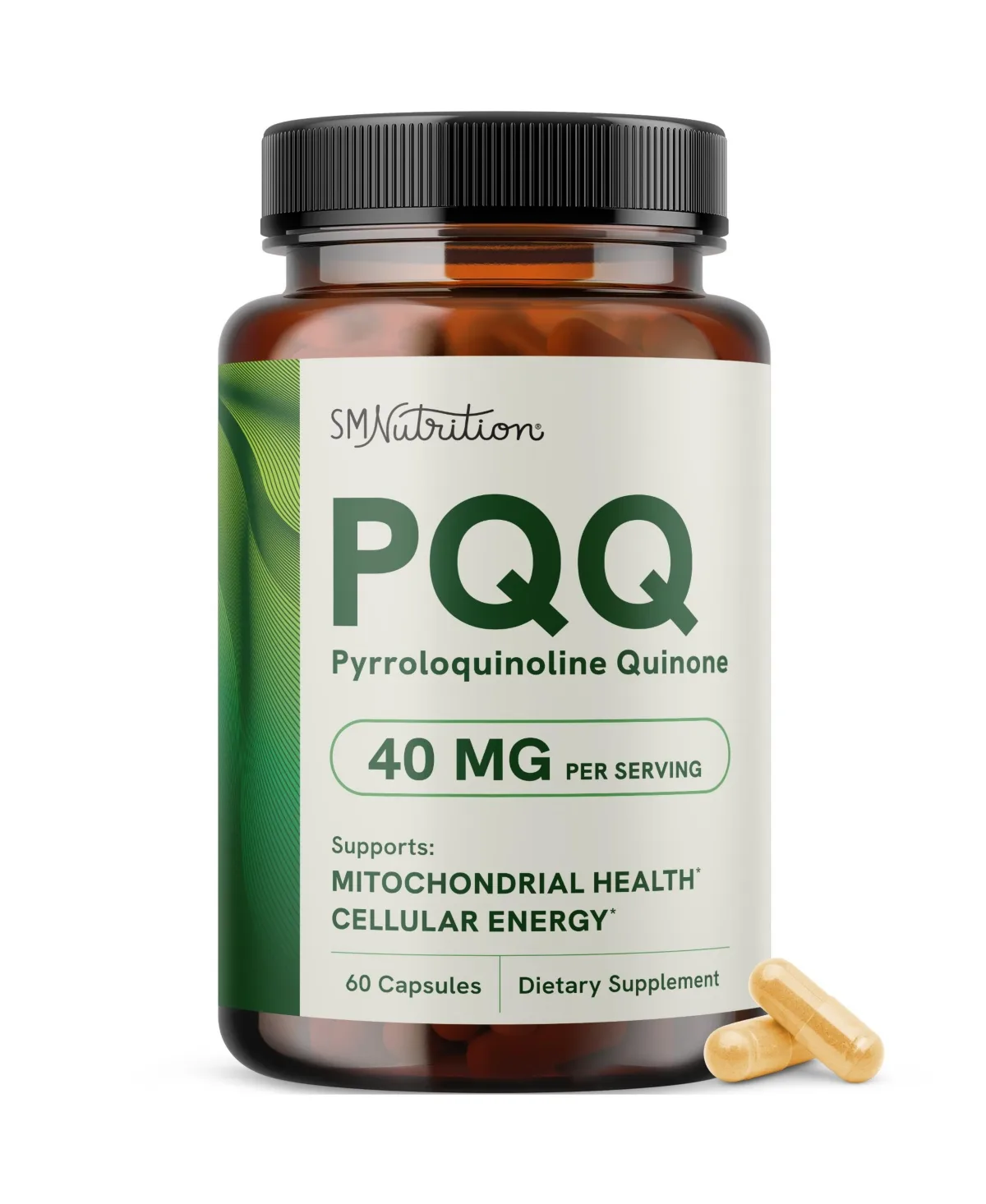 Pqq 40mg Supplement for Cellular Energy and Brain Health Support, 60 Capsules by Smnutrition