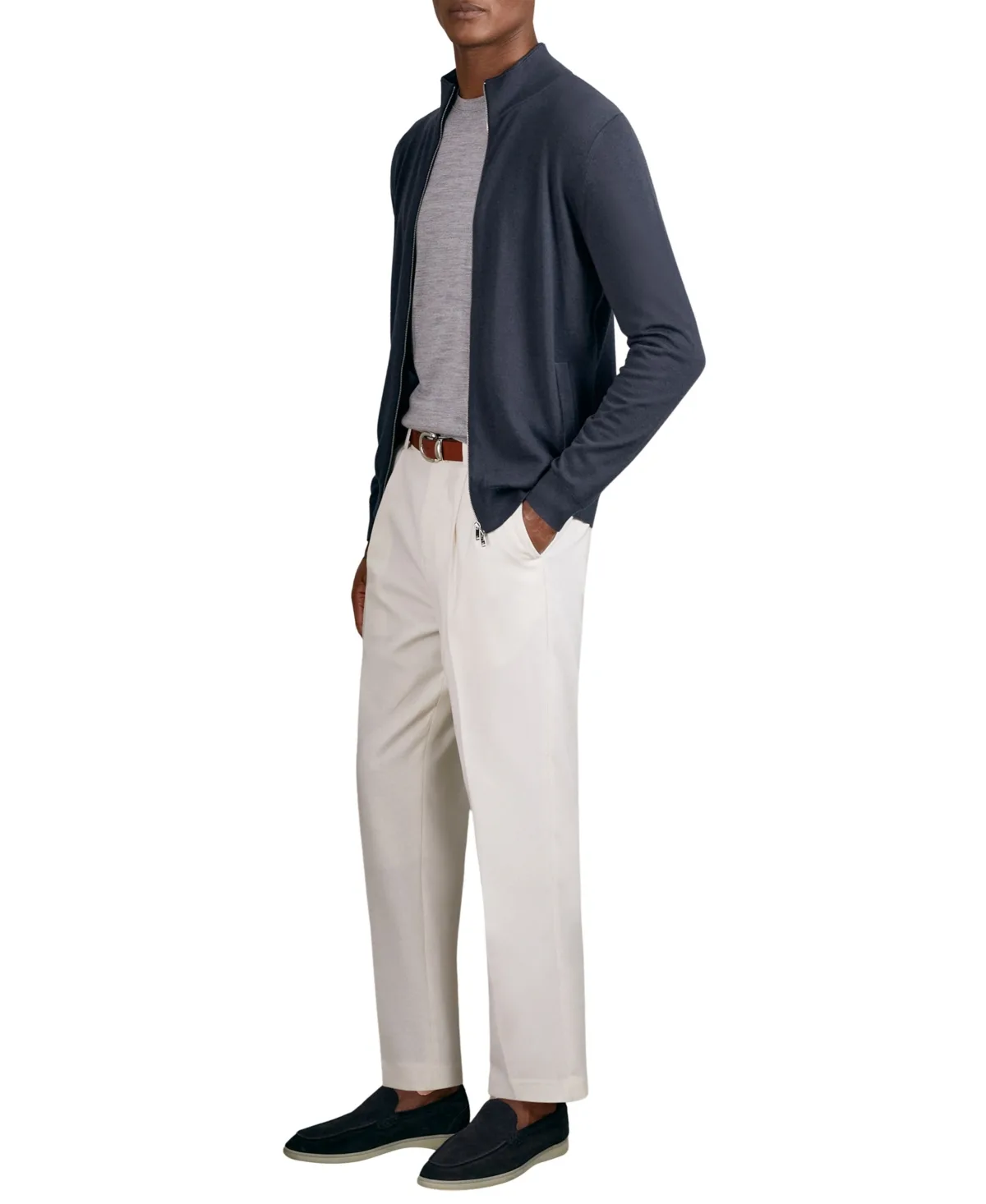 Hampshire Merino Wool Full-Zip Funnel-Neck Cardigan by Reiss
