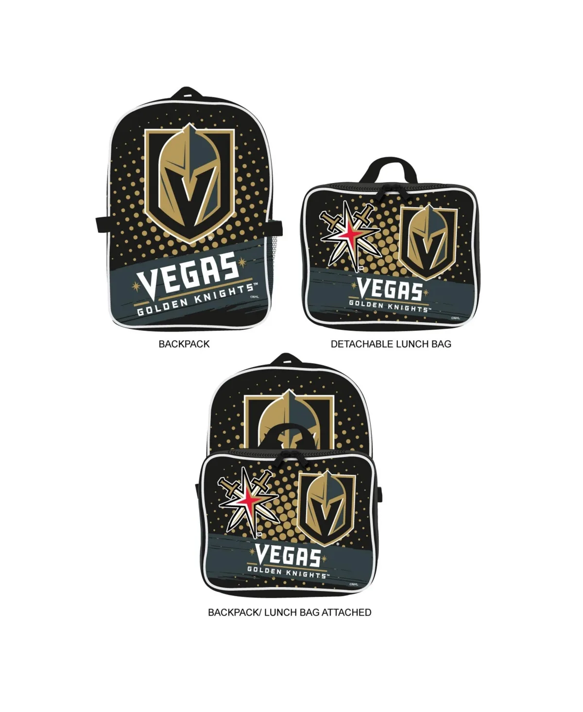 Vegas Golden Knights Backpack & Lunch Box 2-Piece Set by Mojo