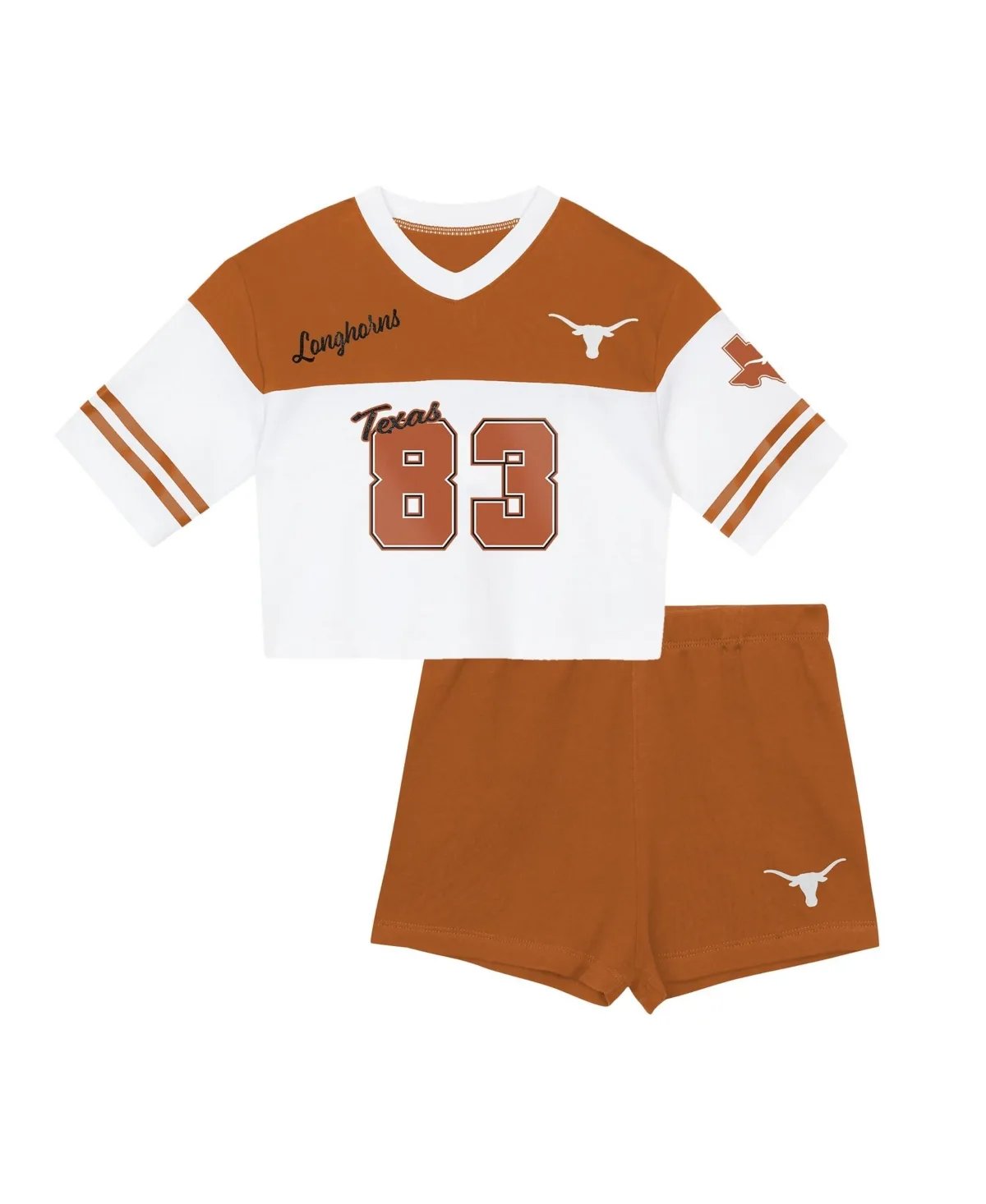 Texas Longhorns V-Neck T-Shirt and Shorts, 2-Piece Set by Outerstuff