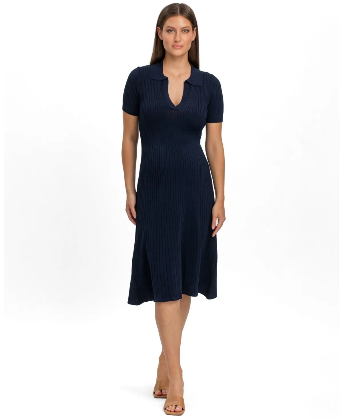 Azalea Flared Maternity Polo Knit Dress by Pietro Brunelli Maternity