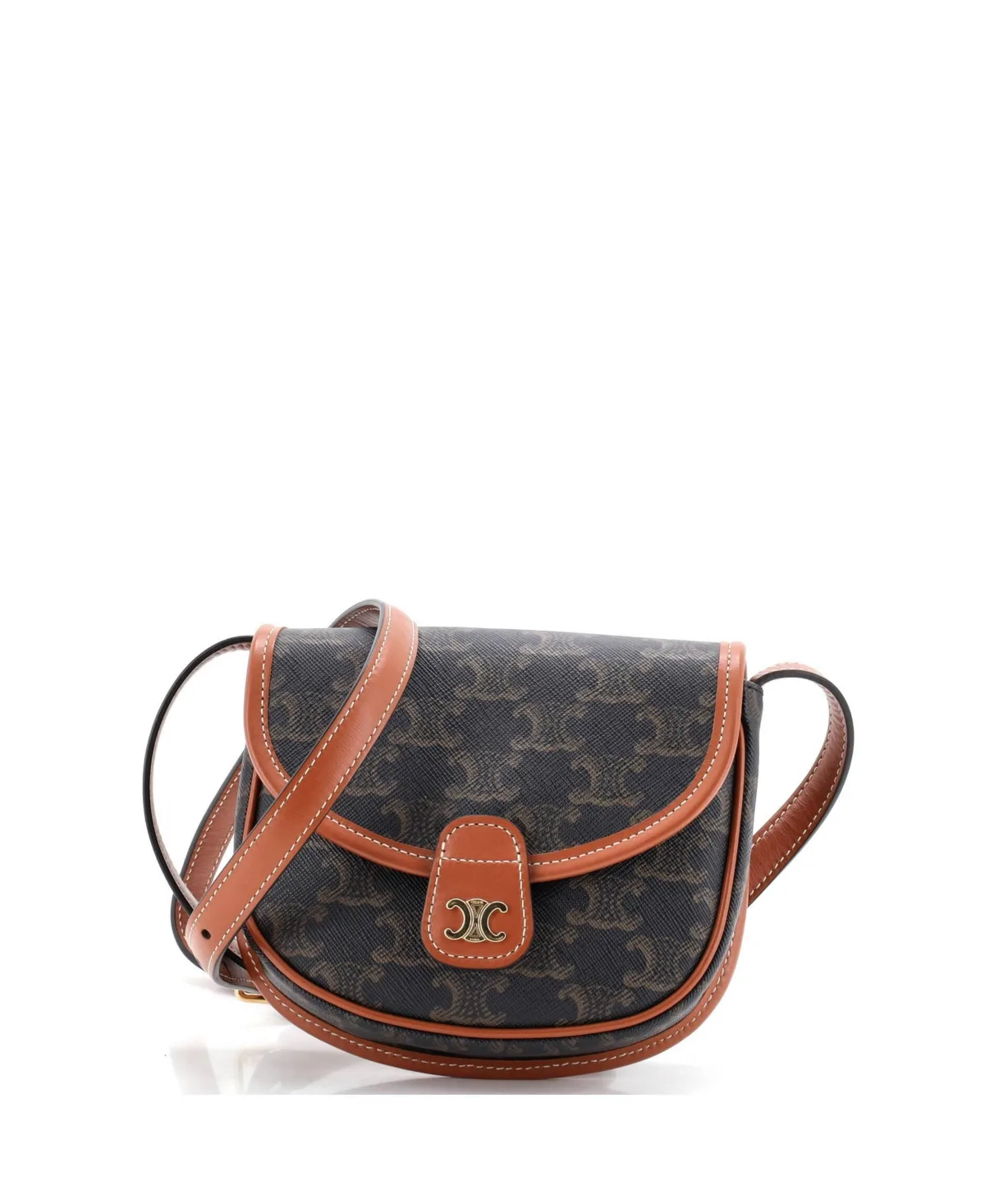 Pre-Owned Mini Besace Flap Bag Triomphe Coated Canvas by Celine