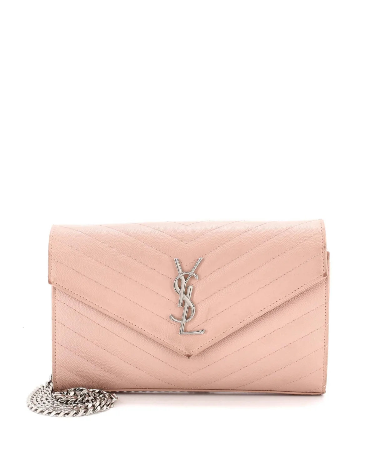 Pre-Owned Classic Monogram Matelasse Chevron Crossbody Wallet on Chain by Saint Laurent