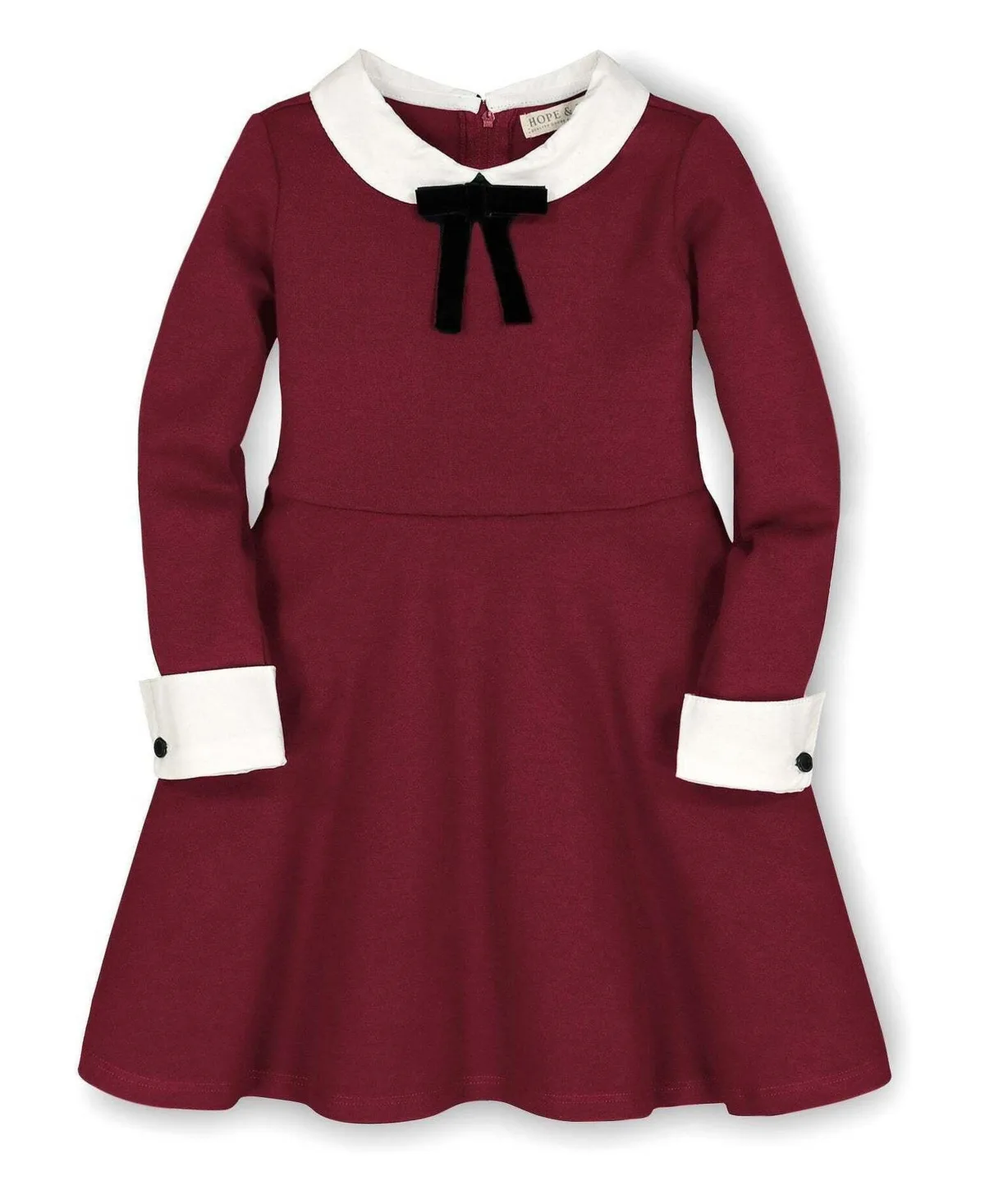 Long-Sleeve Peter Pan Collar Ponte Dress with Bow by Hope & Henry