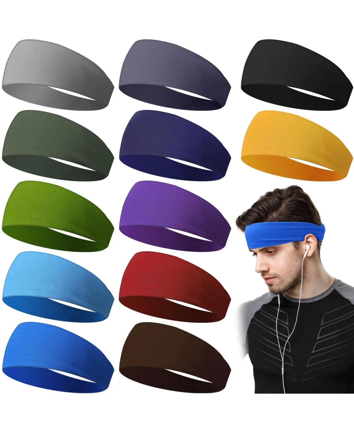 12 Pack Moisture Wicking Running Headbands by Sportneer