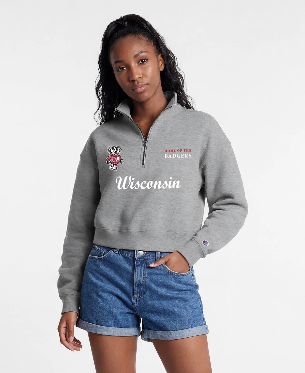 Wisconsin Badgers Academic Triumph Quarter-Zip Tri-Blend Pullover by Champion