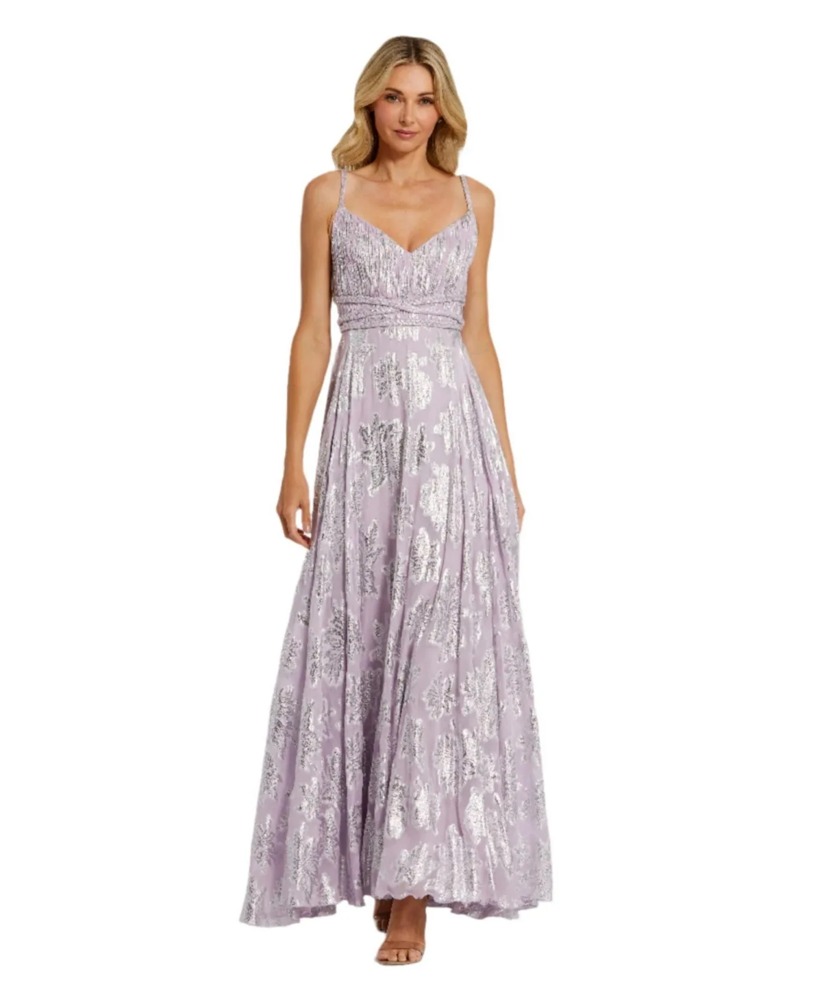 Mac Duggal Braided Strap Ruched Top Gown by M.A.C.
