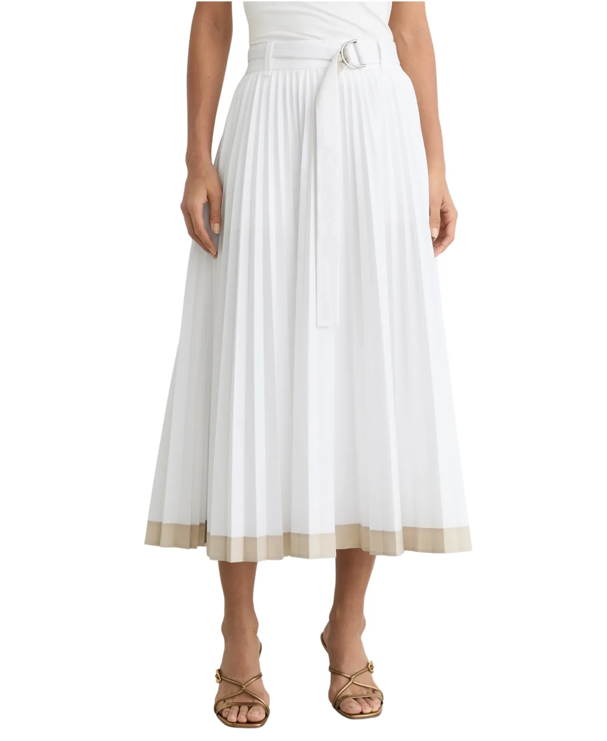 Pleated High-Waisted A-Line Midi Skirt by Reiss