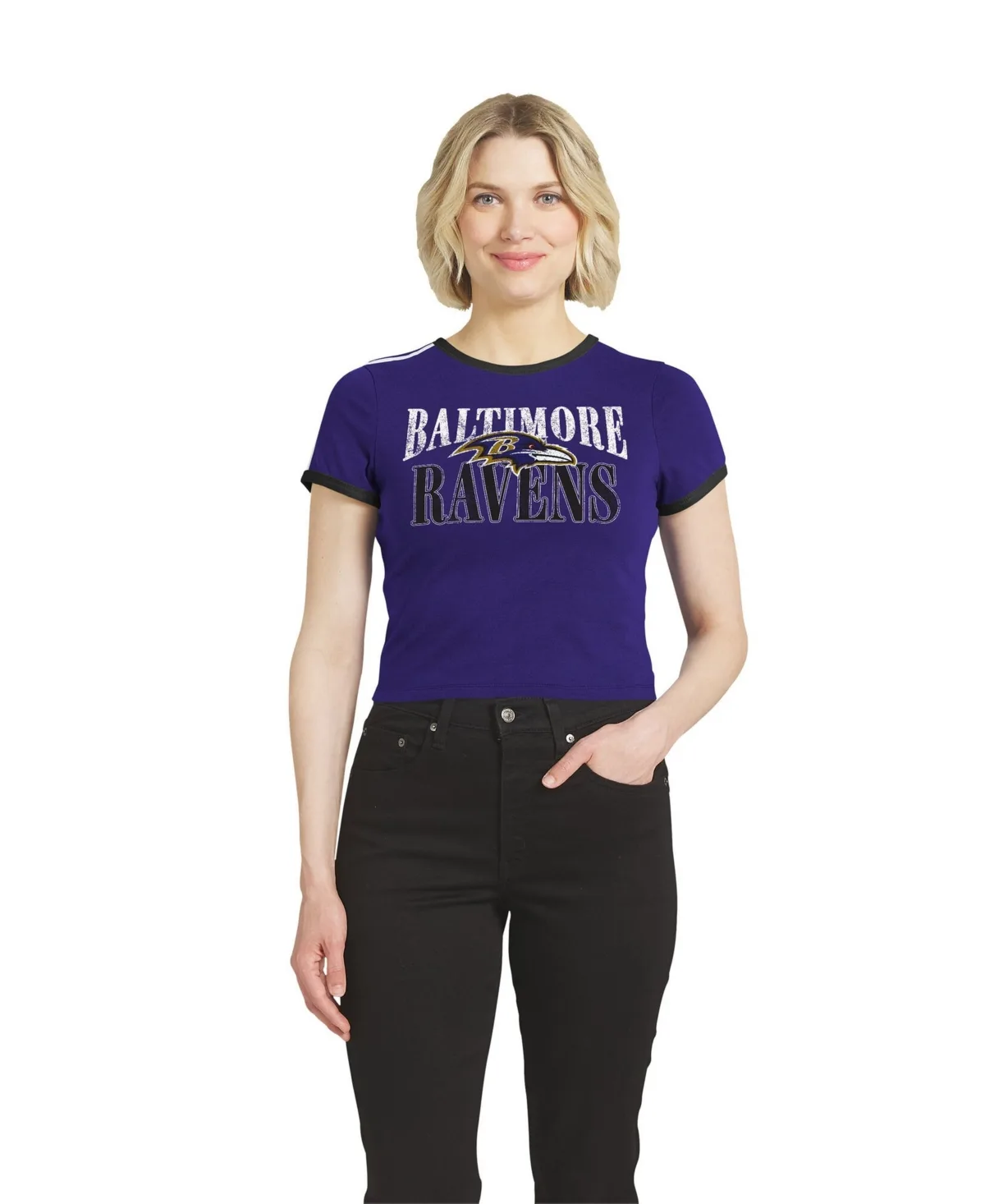 Baltimore Ravens Cropped Ringer T-Shirt by Wear by Erin Andrews