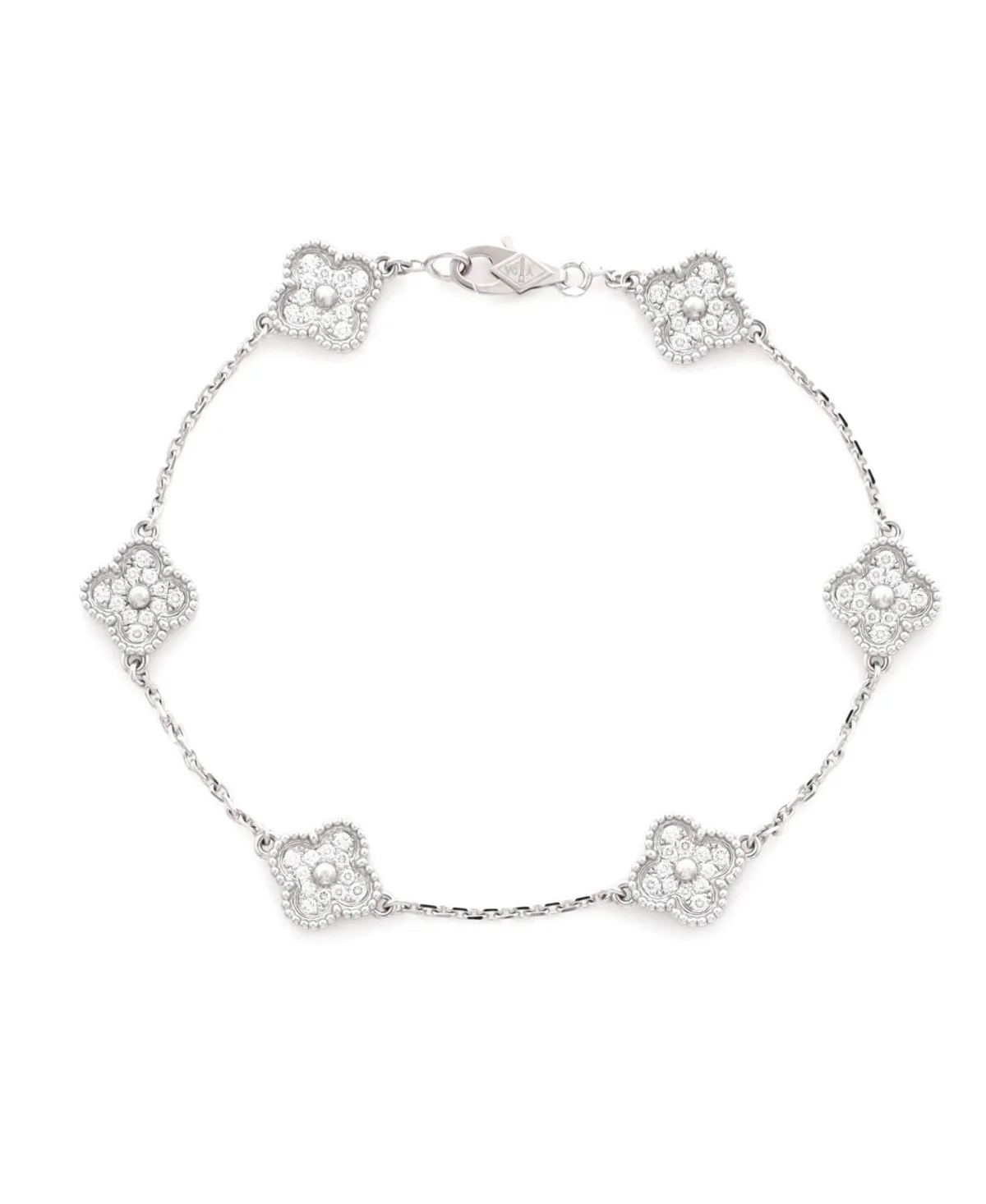 Pre-Owned Van Cleef & Arpels Diamond Sweet Alhambra Bracelet (0.48 ct.) in 18K White Gold by Pre Owned Van Cleef & Arpels