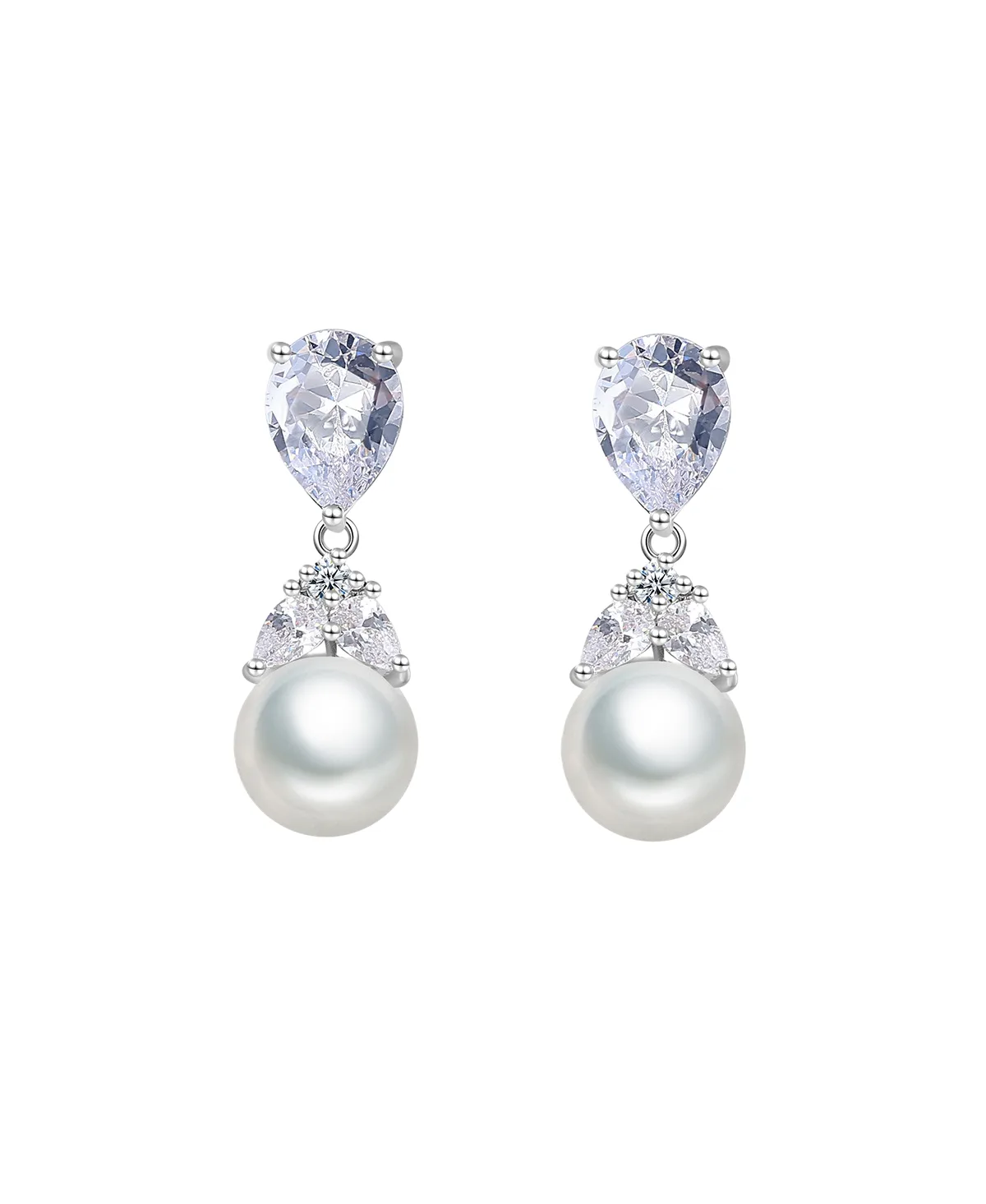 Crystal and Faux Pearl Silver-Tone Lumi Drop Earrings