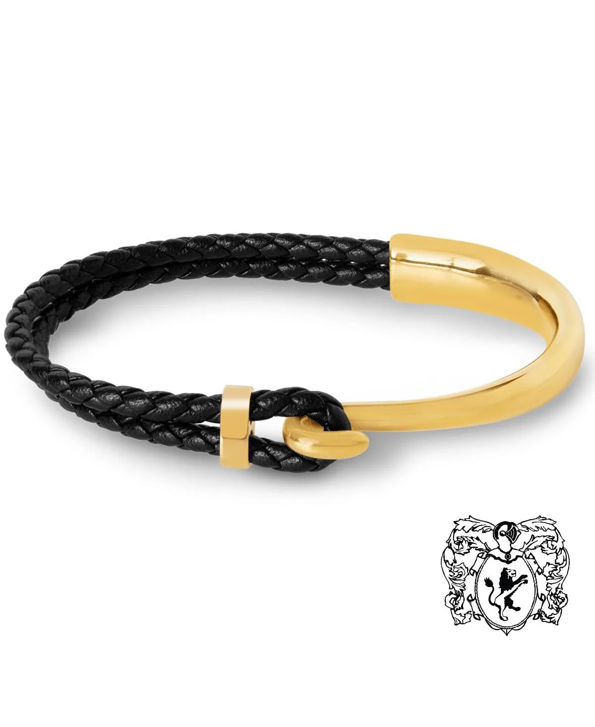 Leather Archetype Gold-Tone Stainless Steel Bracelet