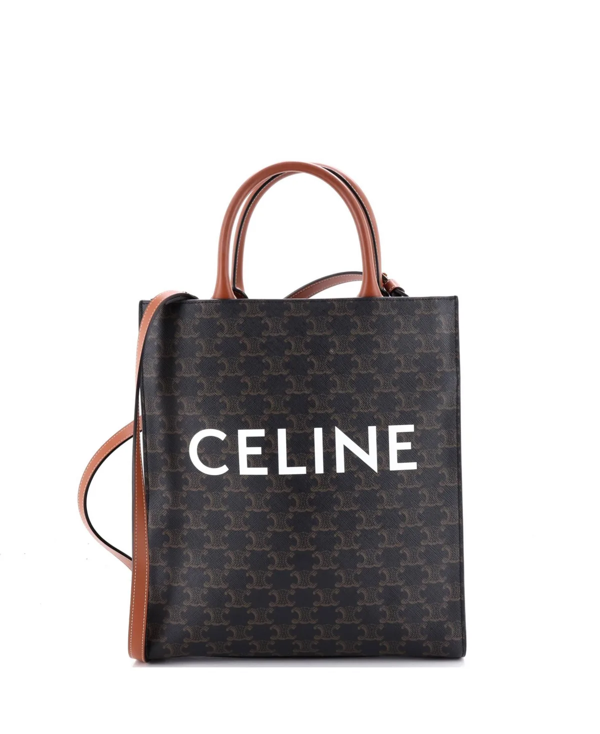 Pre-Owned Small Vertical Cabas Tote Triomphe Coated Canvas by Celine