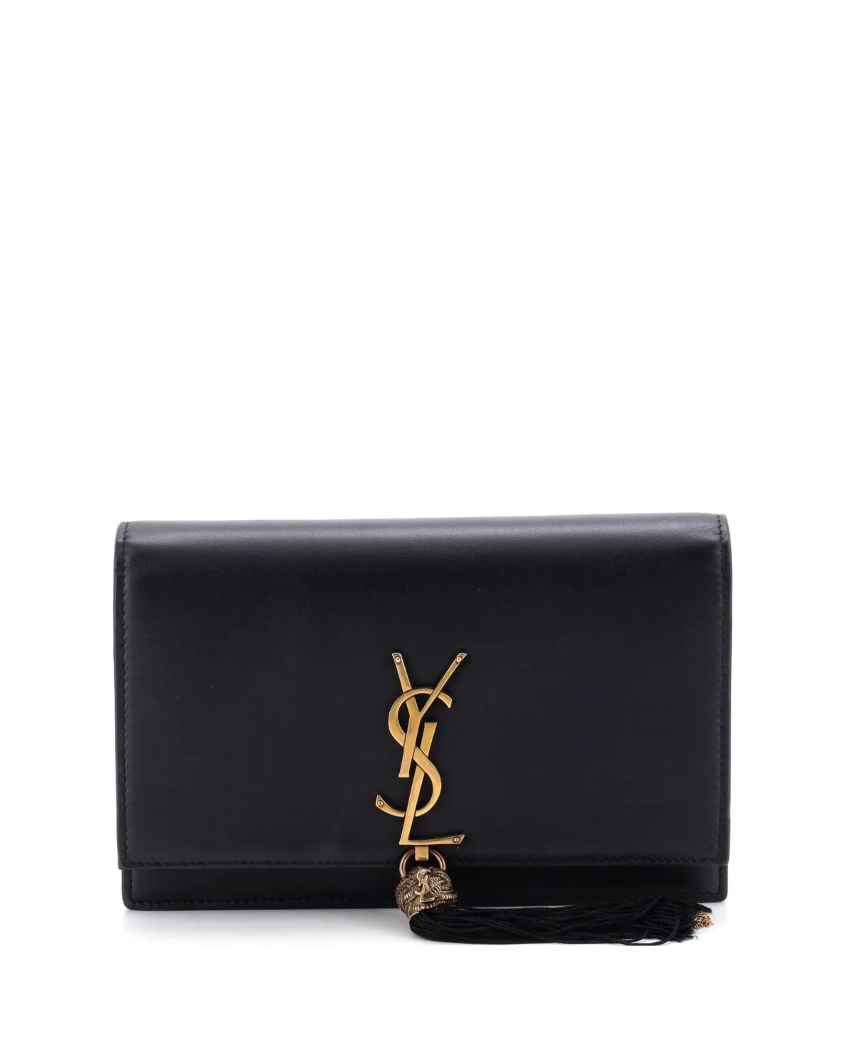 Pre-Owned Classic Monogram Tassel Wallet on Strap Leather by Saint Laurent