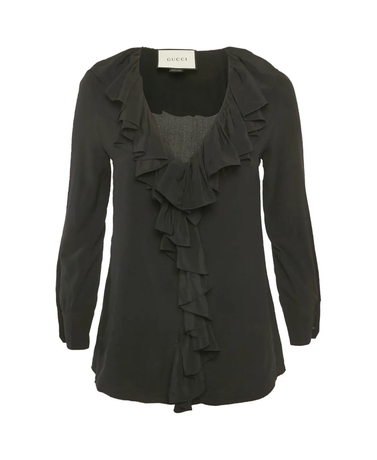 Pre-Owned Silk Cascading Ruffle Blouse by Gucci