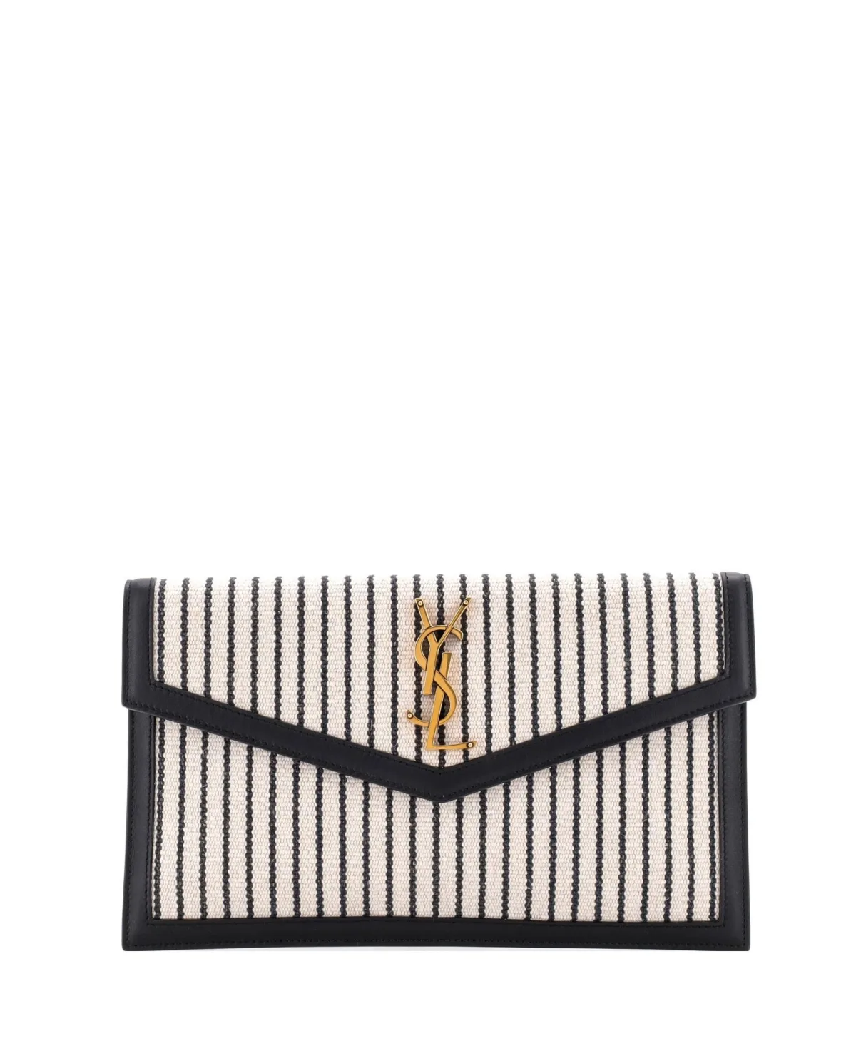 Pre-Owned Uptown Pouch Striped Canvas by Saint Laurent