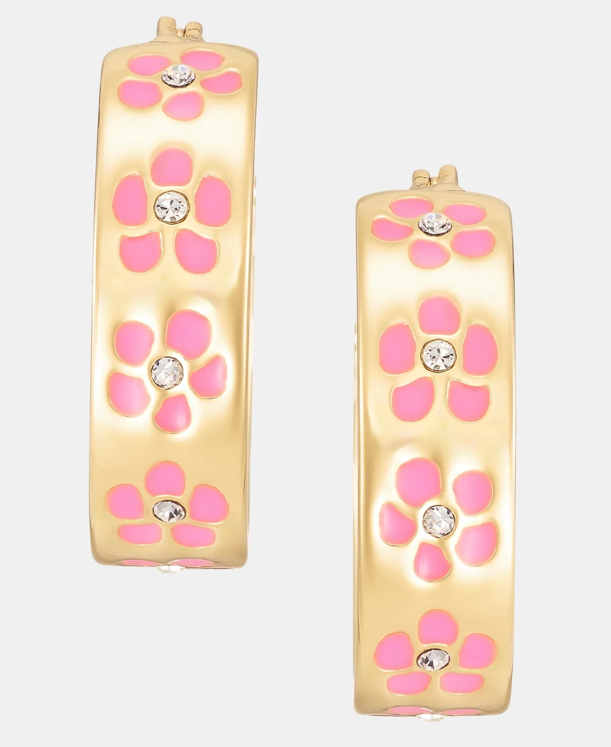 Gold-Tone Enamel Flower Inlay Small Hoop Earrings, 0.68 by Karl Lagerfeld