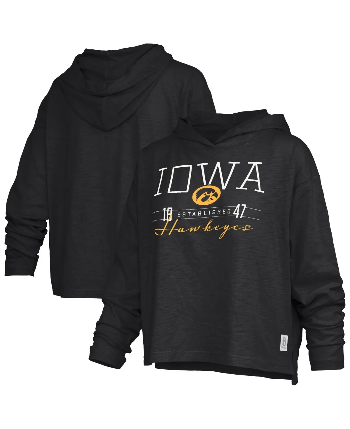 Iowa Hawkeyes Castillo Long-Sleeve Hooded Slub Fabric T-Shirt by Pressbox