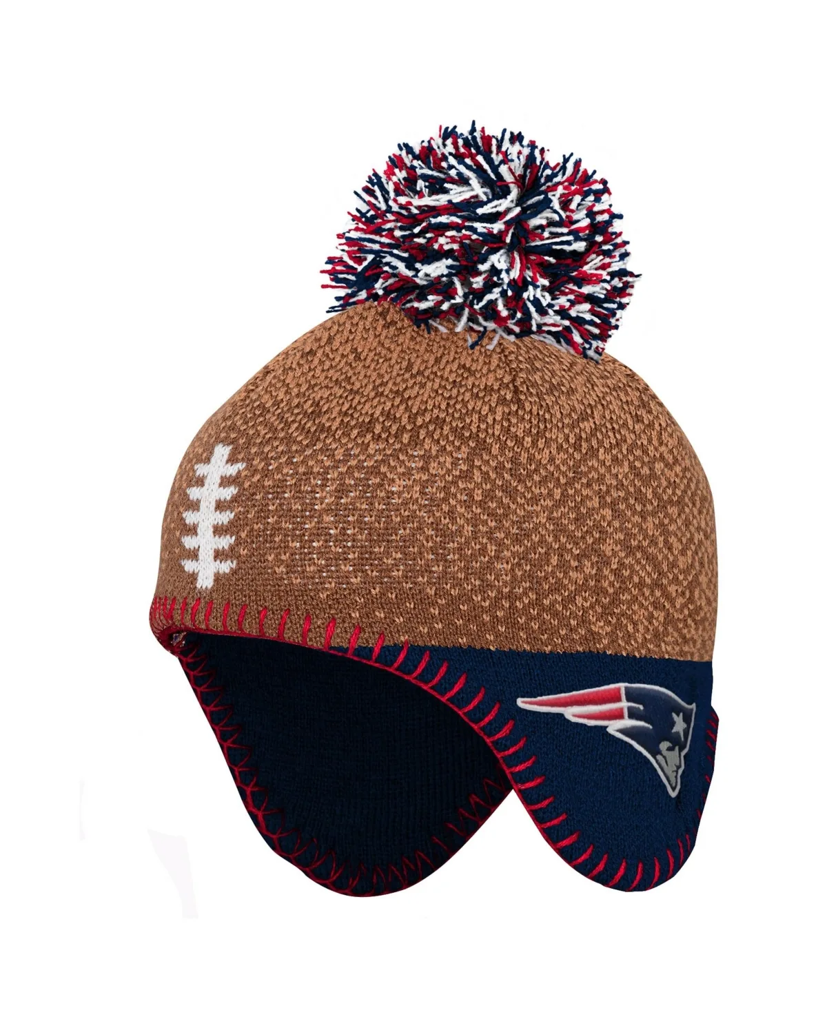 New England Patriots Pom-Pom Ear Flaps Beanie by Outerstuff